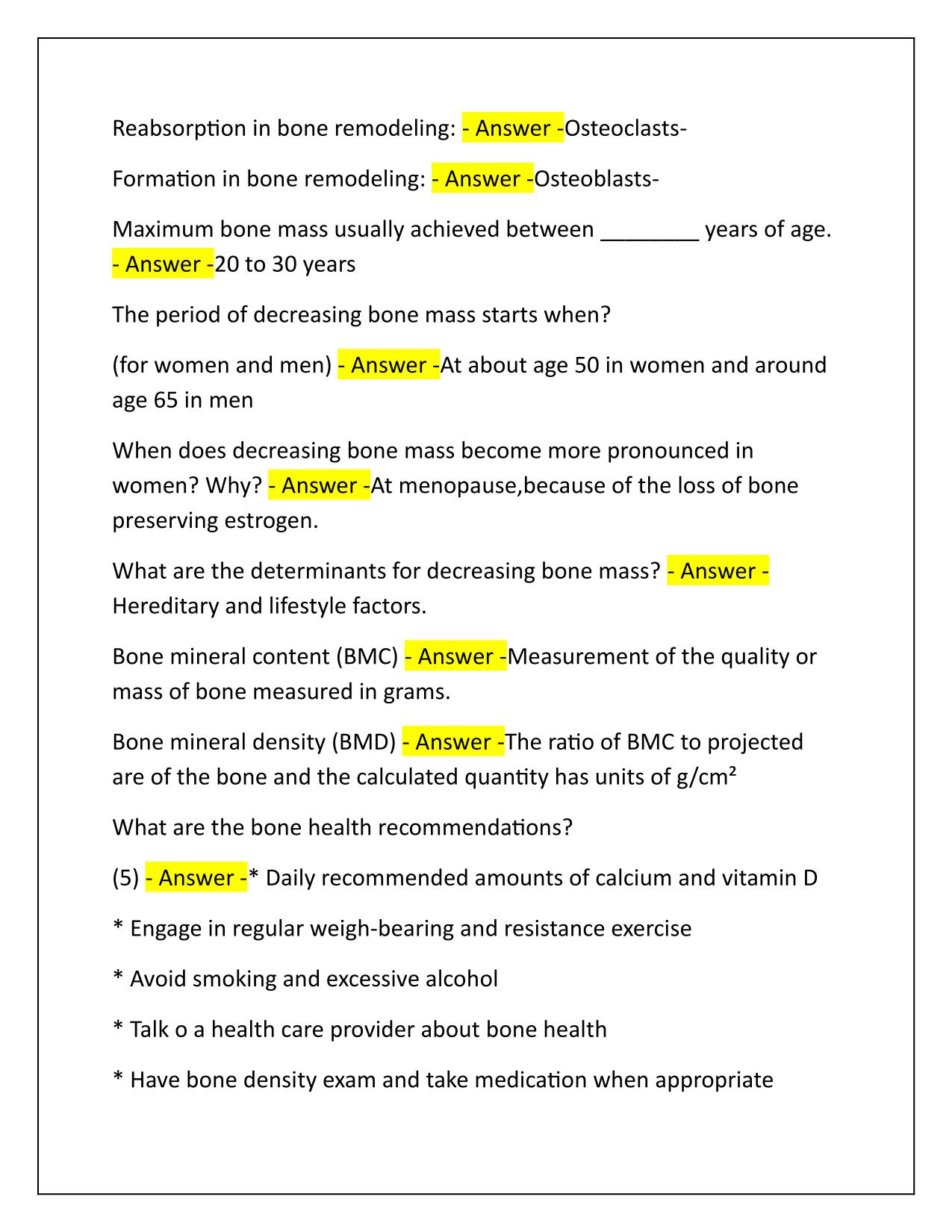 BONE DENSITOMETRY EXAM Q&A Latest Update 2025-2026