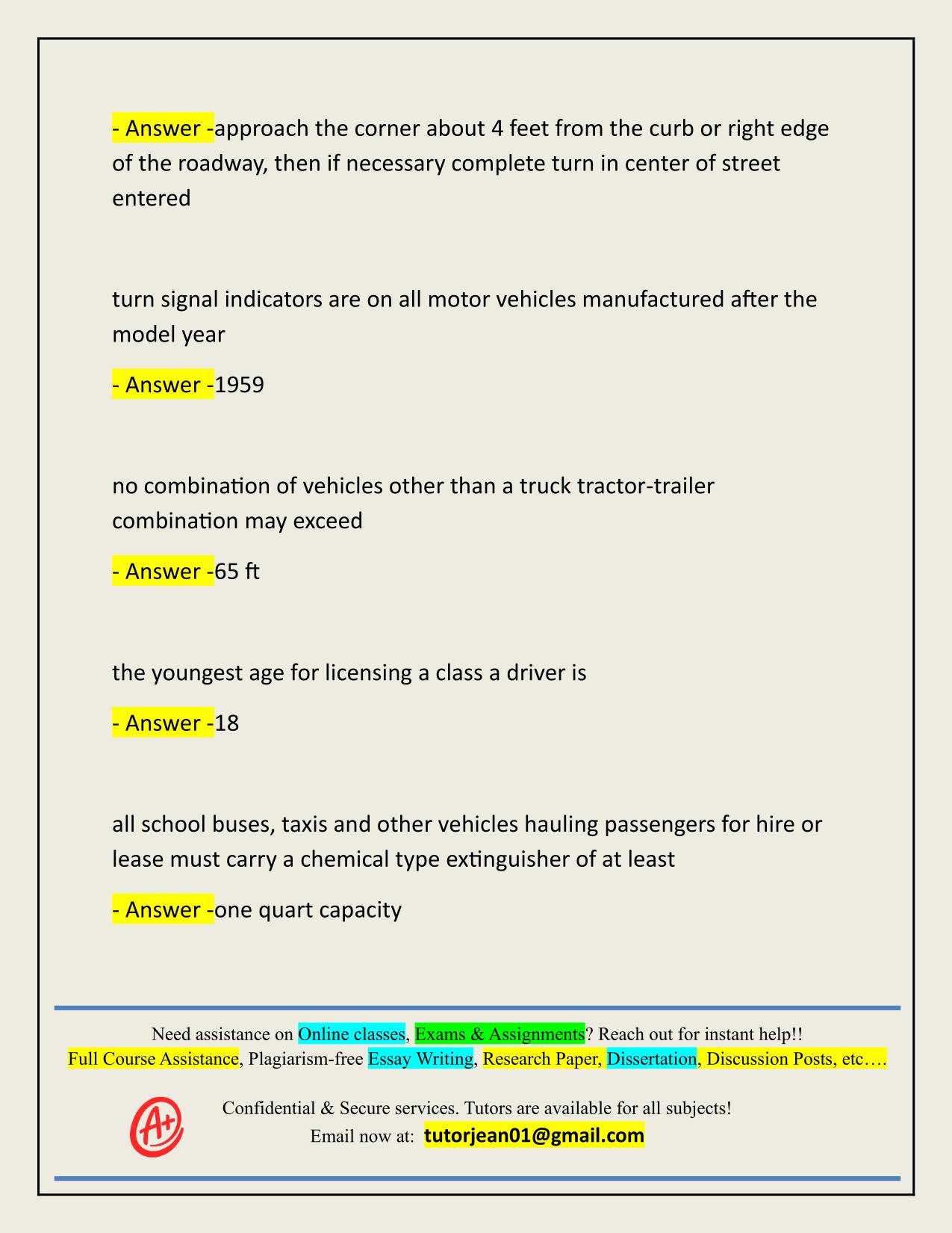 TEXAS CDL PERMIT TEST ACTUAL 2025/2026