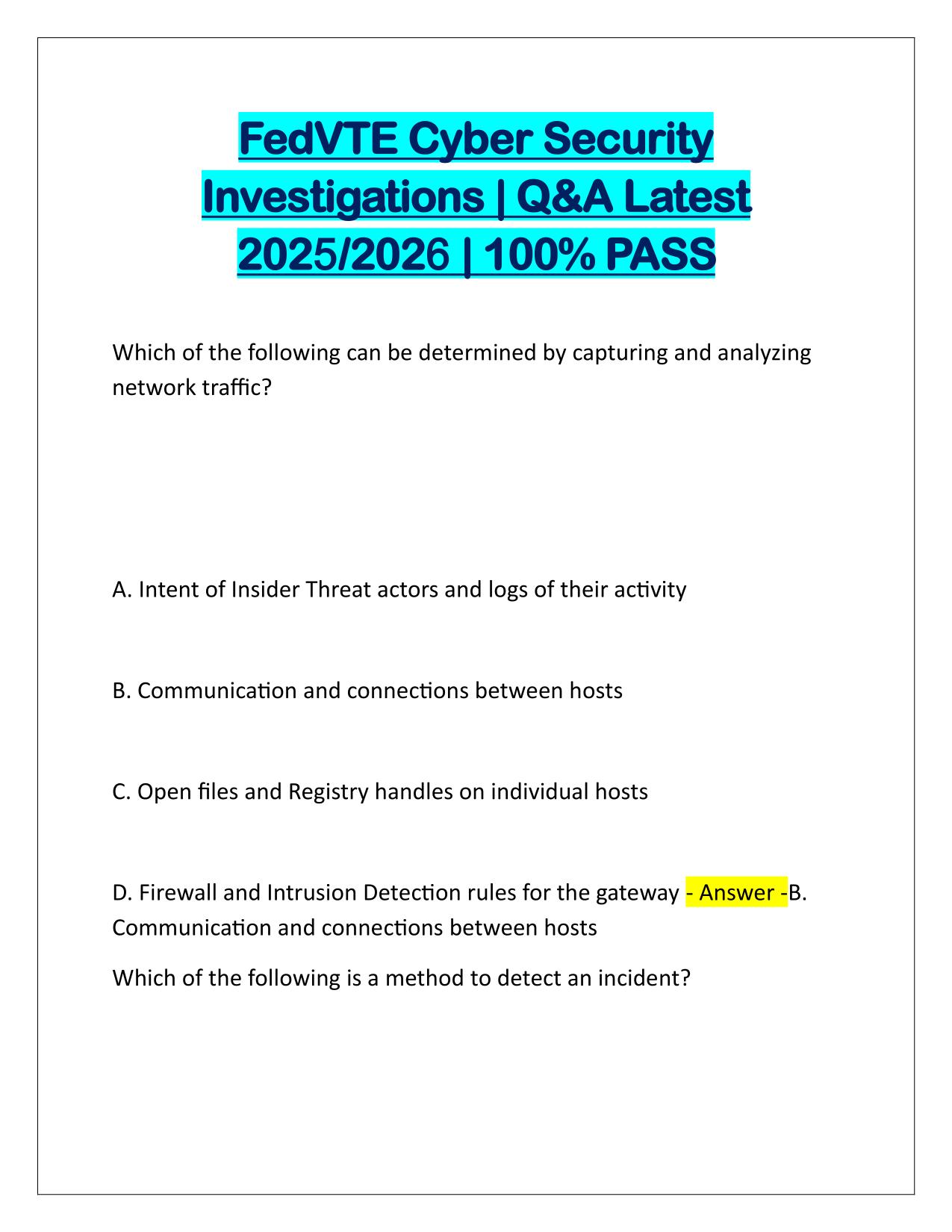 FedVTE Cyber Security Investigations Q&A Latest Update