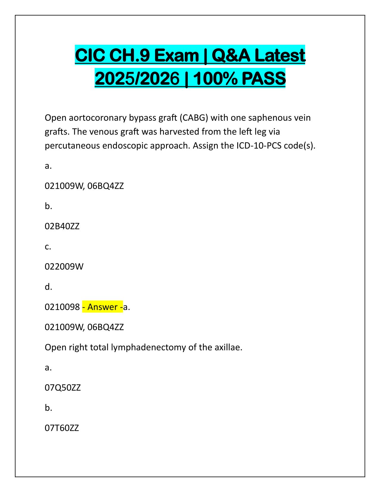 CIC CH9 Exam Q&A Latest Update 2025