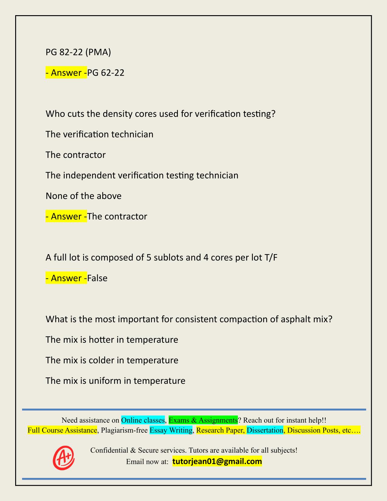 ASPHALT PAVING LEVEL 1 ACTUAL 2025/2026 WITH VERIFIED ANSWERS