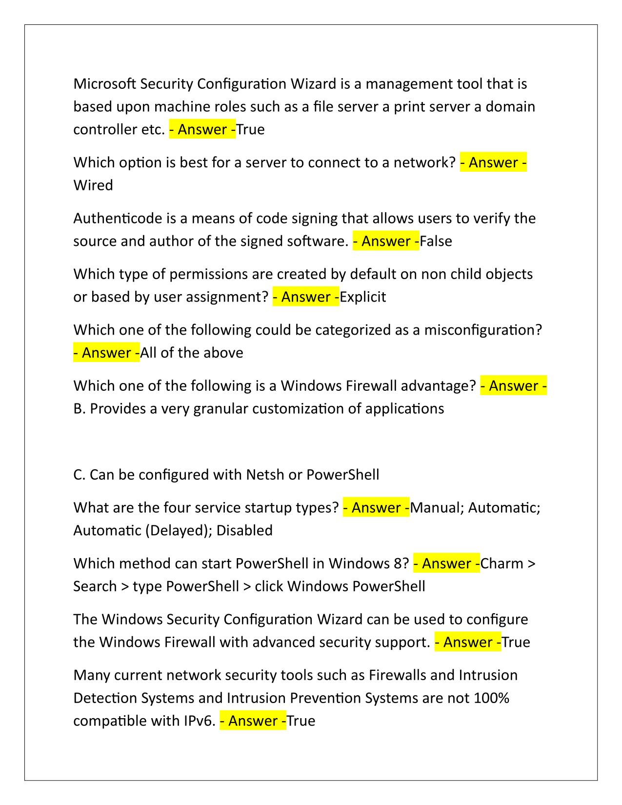 FedVTE-Windows Operating System Security TEST Q&A Latest Update