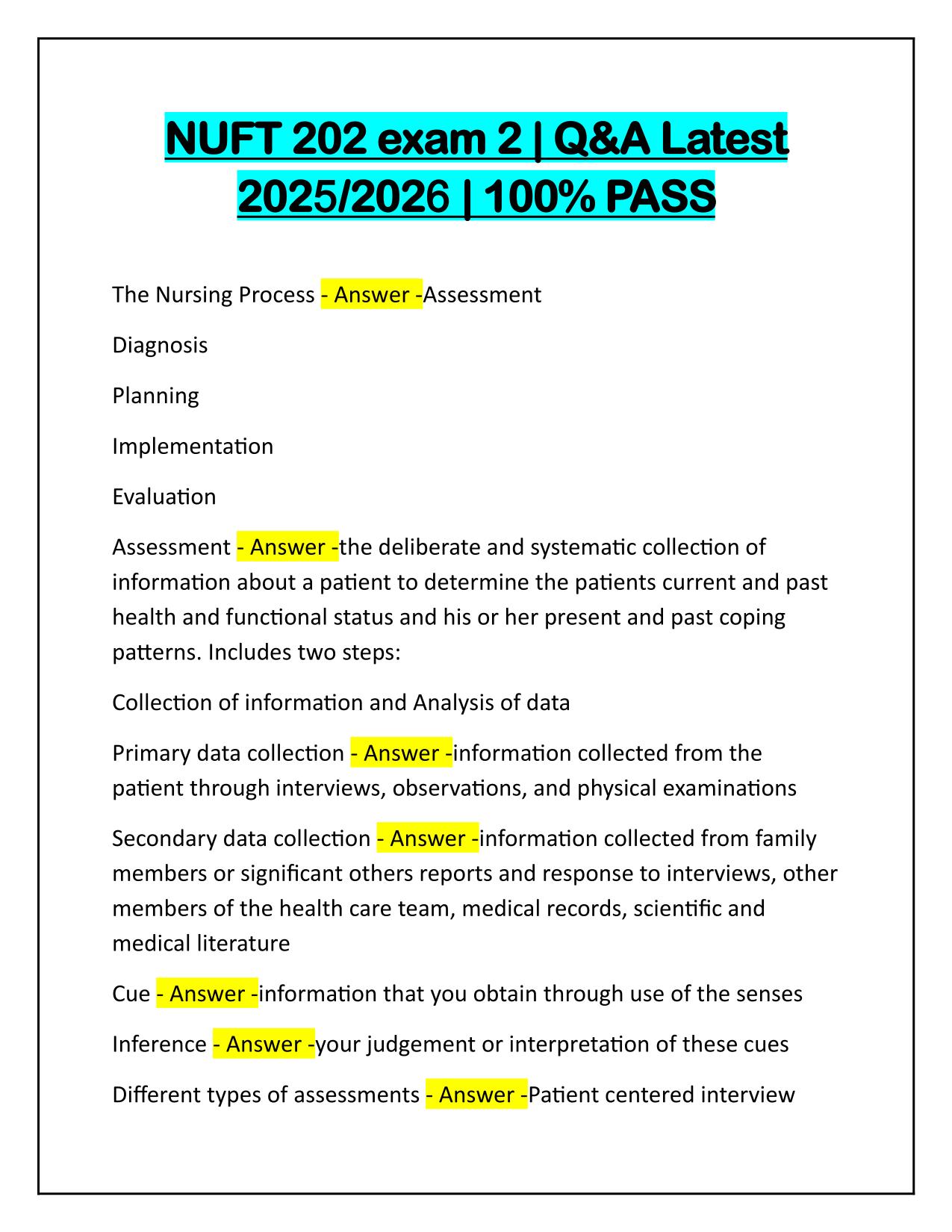 NUFT 202 exam 2 Q&A Latest Update 2025