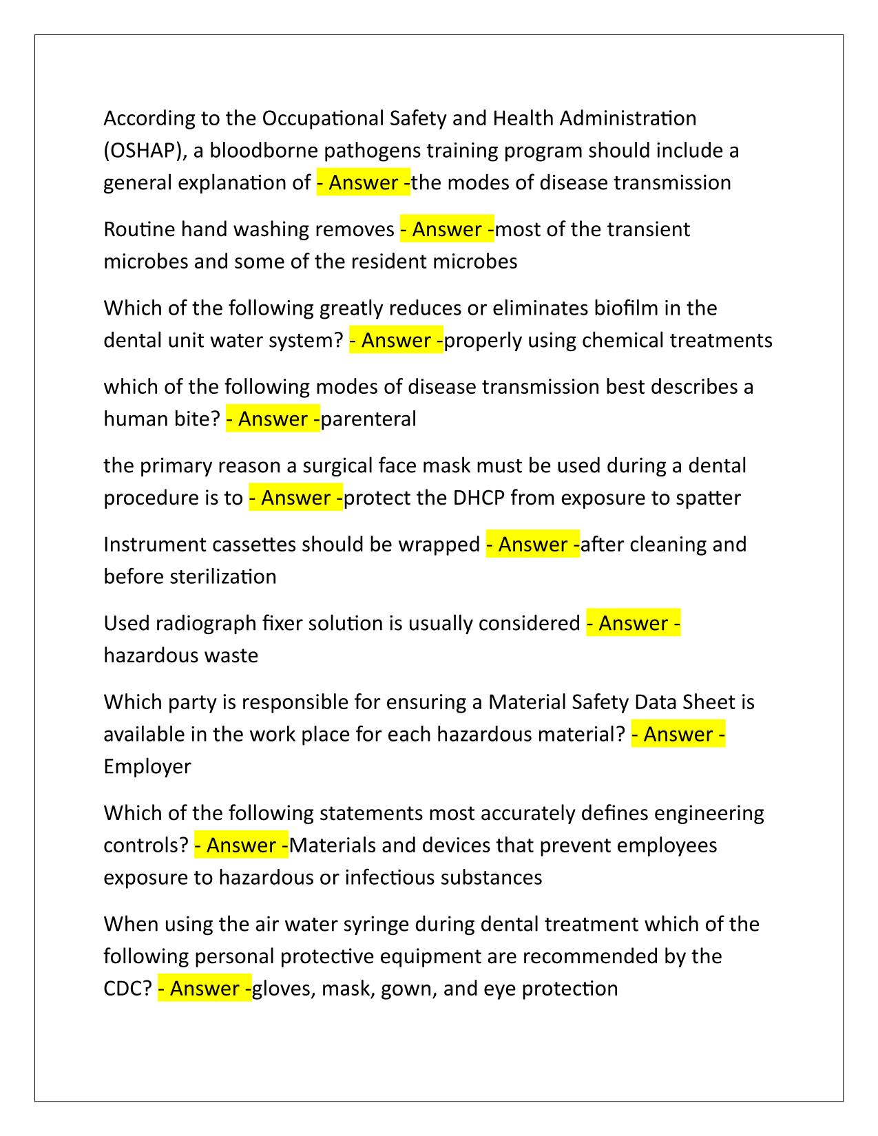California RDA written exam Q&A Latest Update