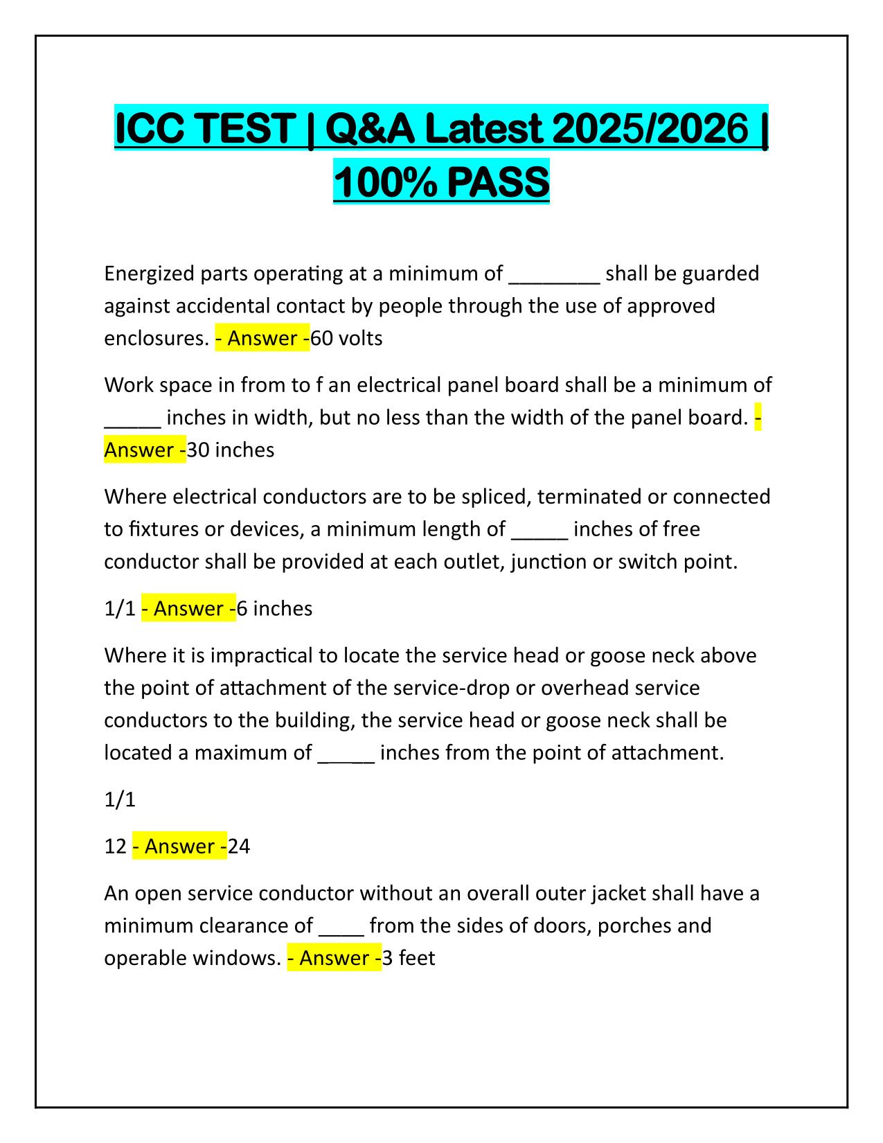 ICC TEST Questions and Correct Answers Latest 2025