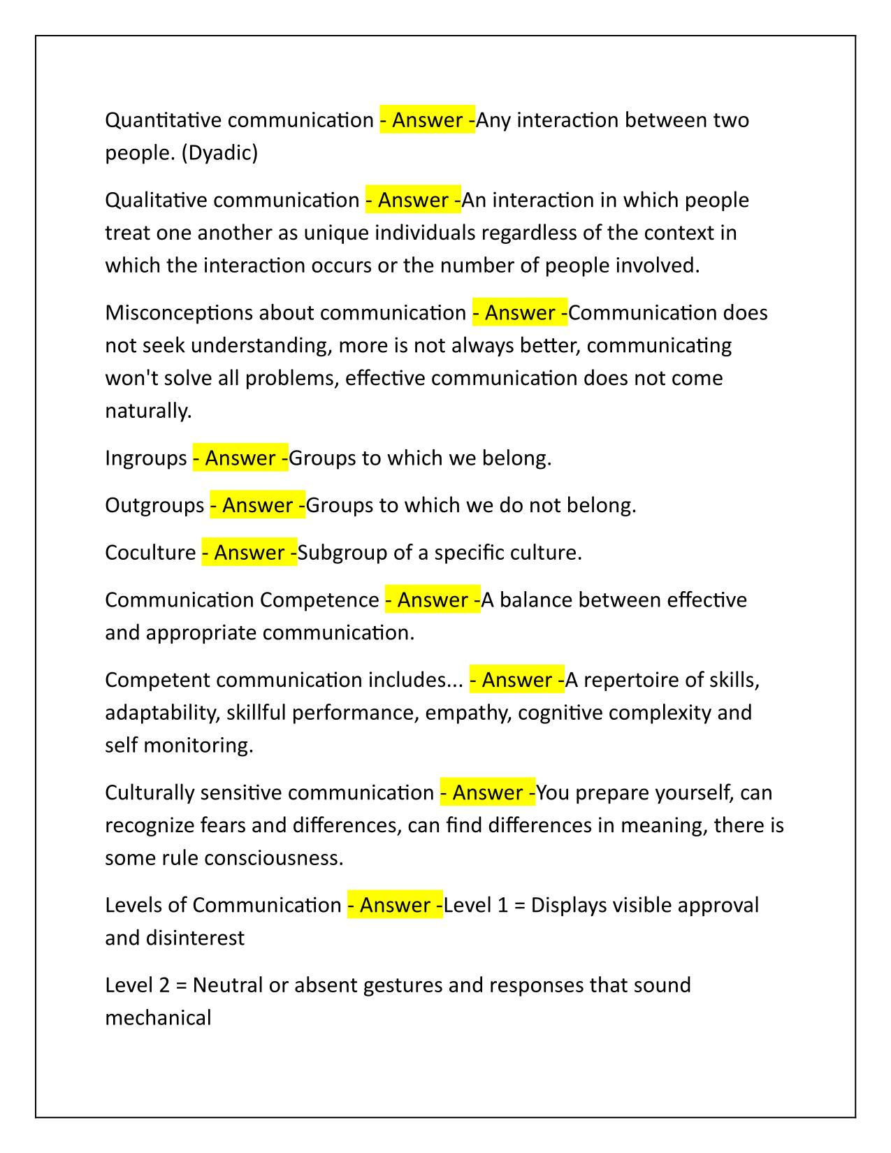 HCA100-Interpersonal Communications Q&A Latest Update