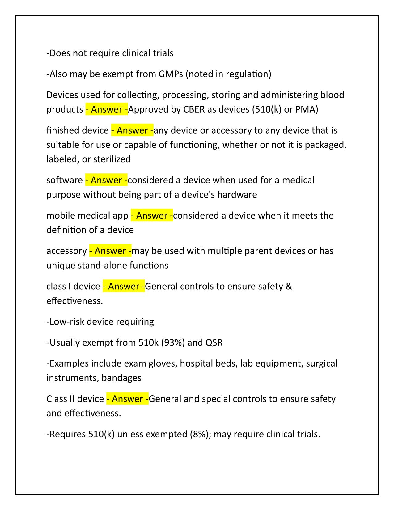 RAC Prep Medical Devices Q&A Latest Update