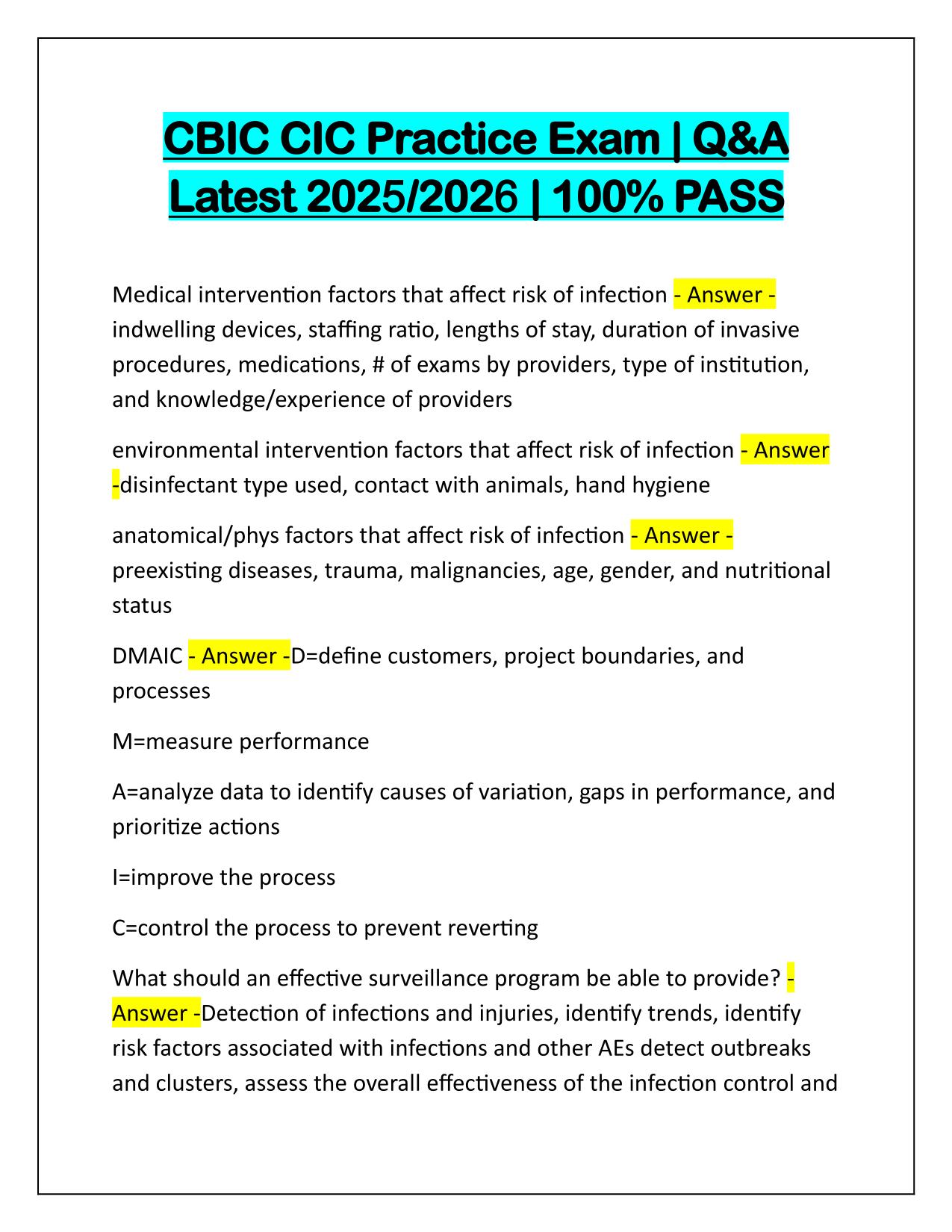 CBIC CIC Practice Exam Q&A Latest 2025 Update