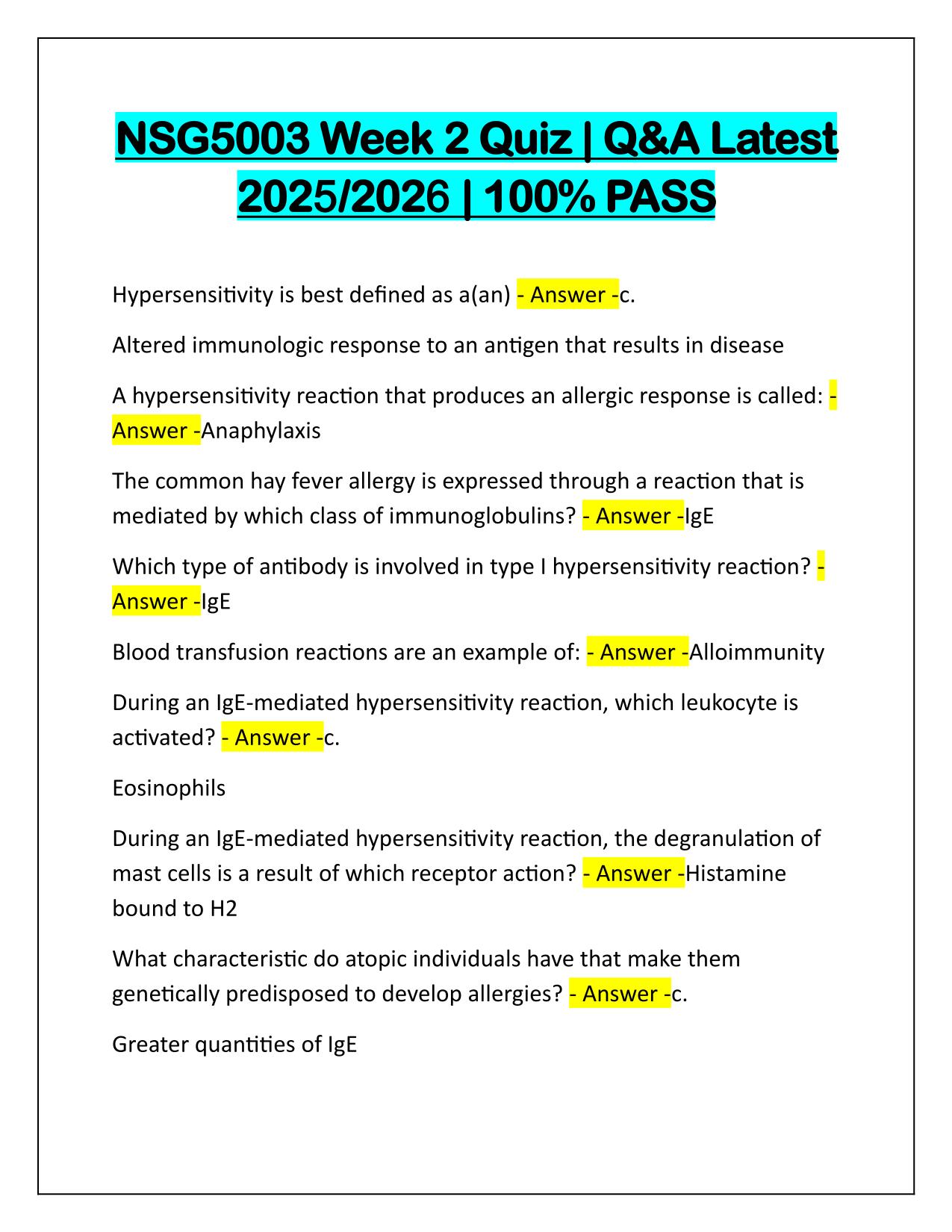 NSG5003 Week 2 Quiz Q&A Latest Update