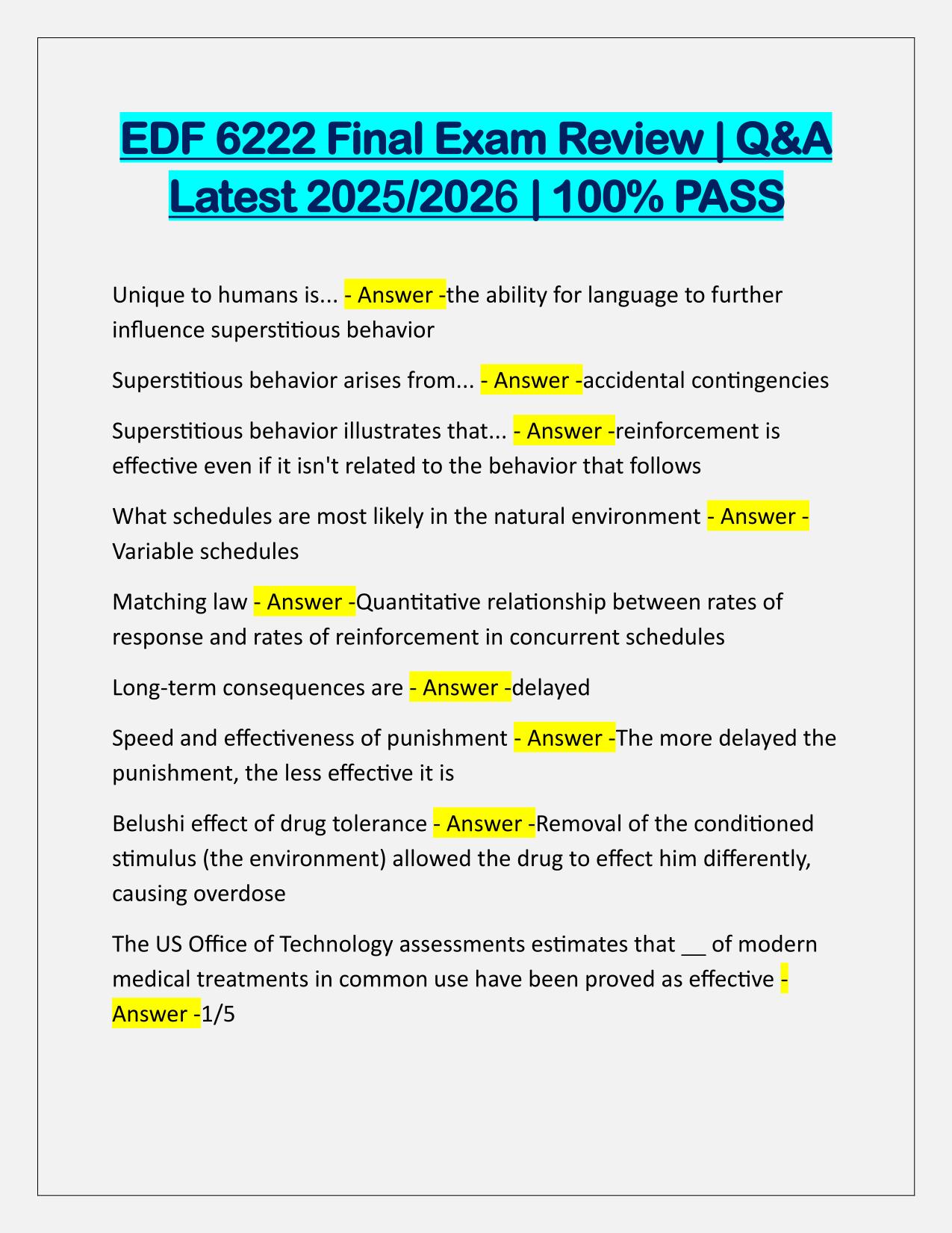 EDF 6222 Final Exam Review Q&A Latest Update