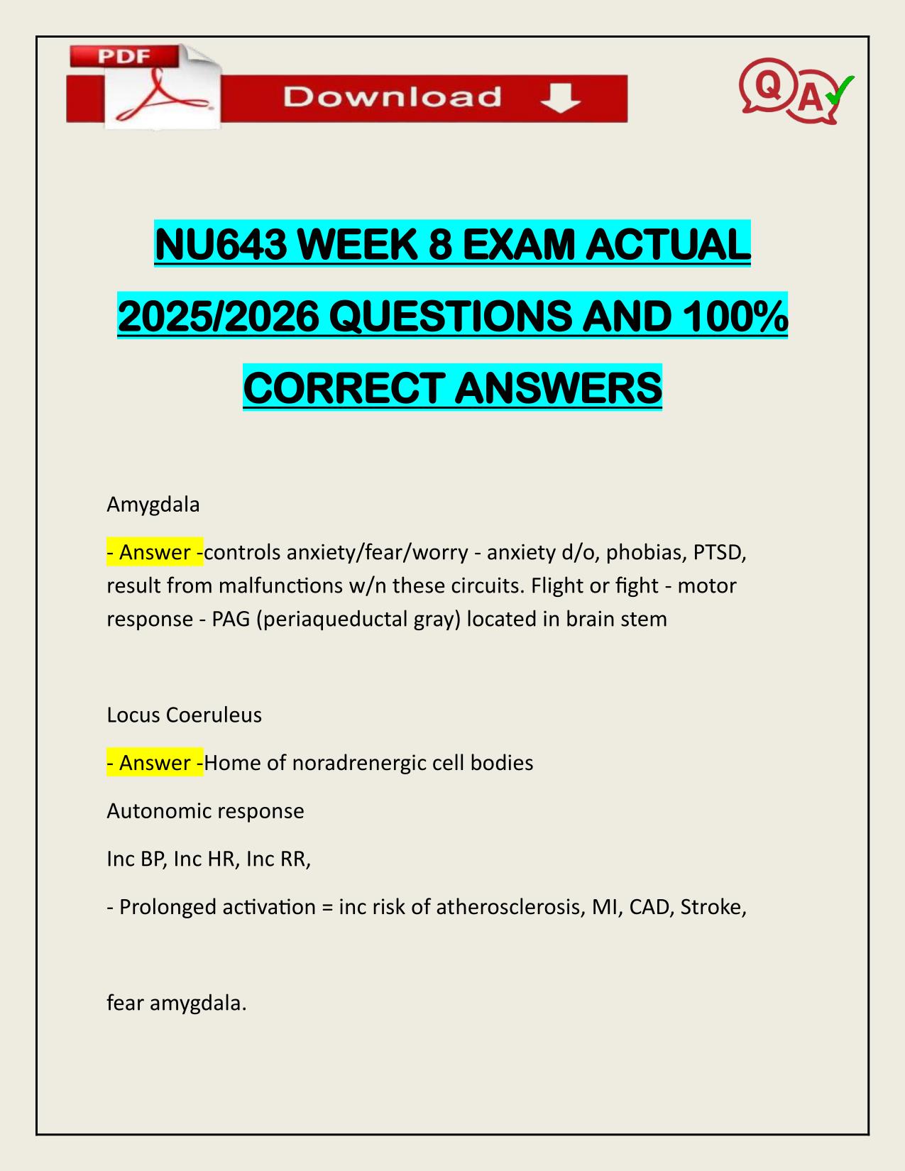 PACKAGE DEAL NU643 EXAMS ACTUAL 2025/2026