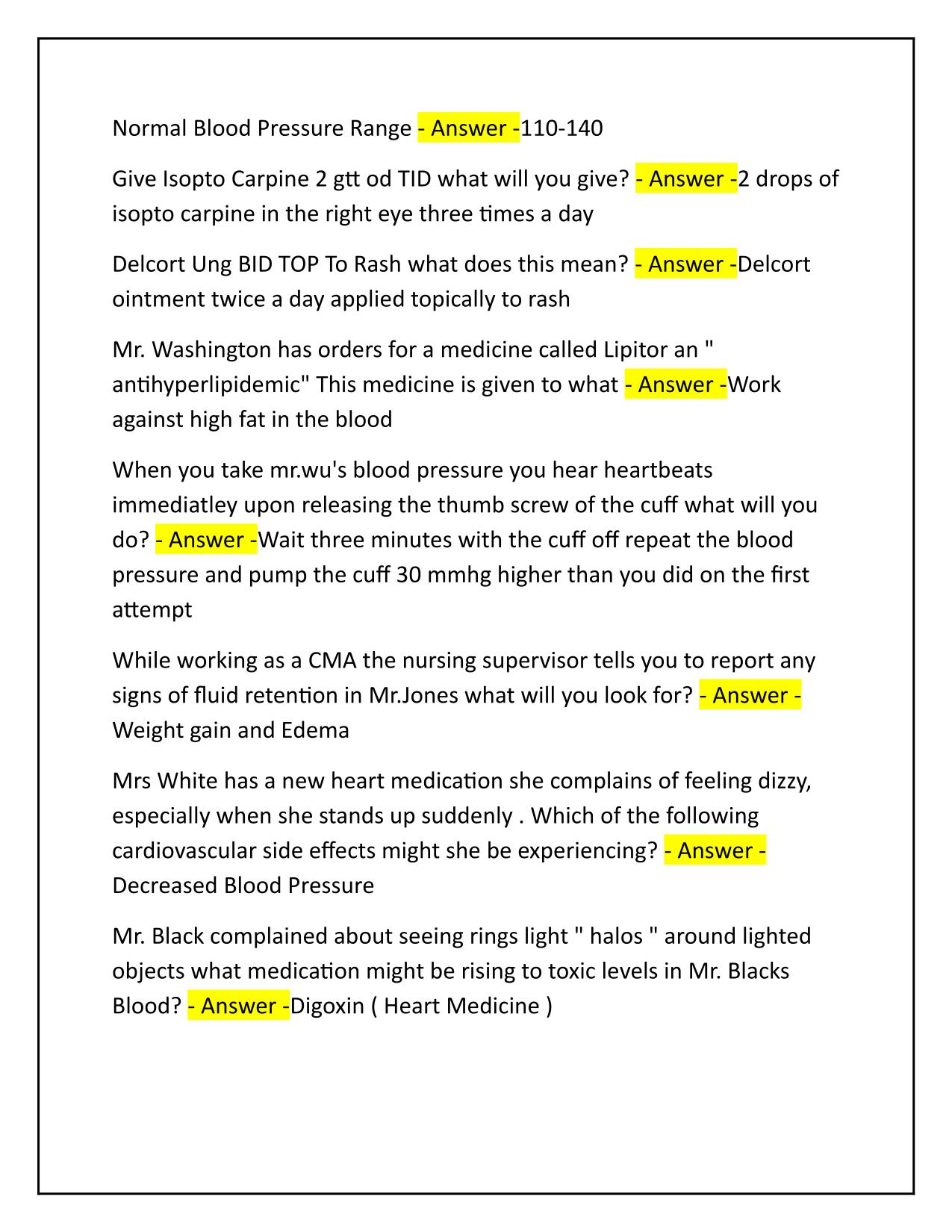 Certified Medication Aide Practice Exam Questions and Correct Answers 2025