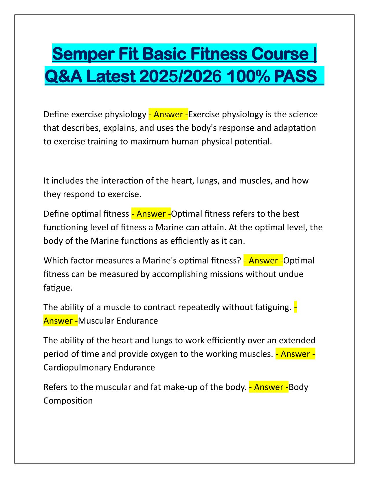 Semper Fit Basic Fitness Course Q&A Latest Update