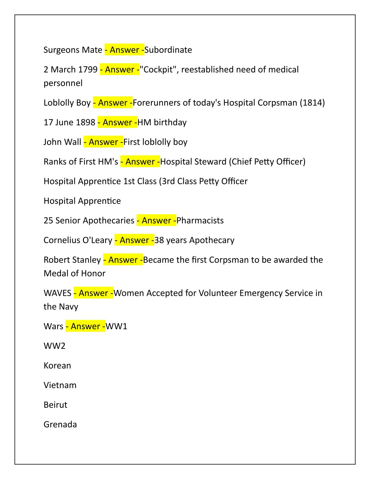 Hospital Corpsman Basic 1 Q&A Latest Update 2025