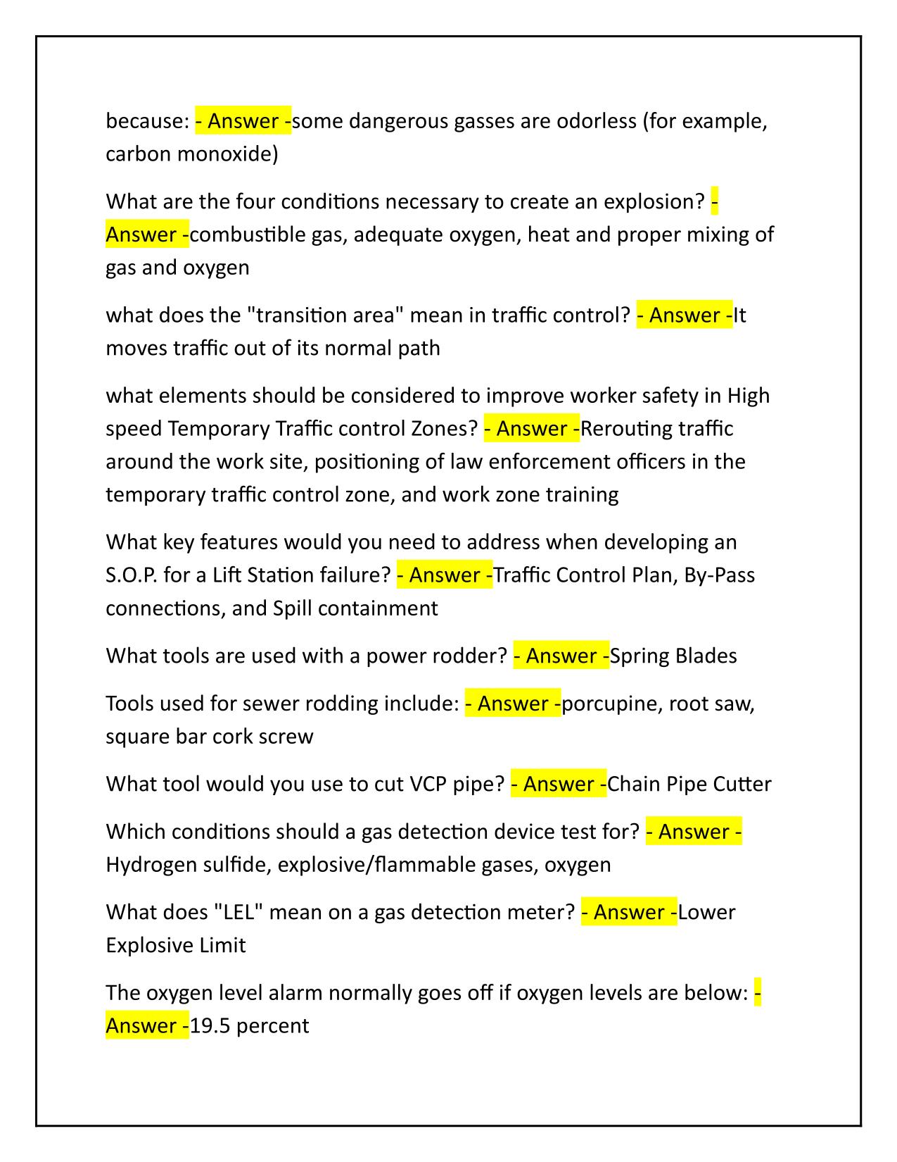 CWEA Grade 1 and 2 Tests Collection Systems Maintenance Q&A Latest Update