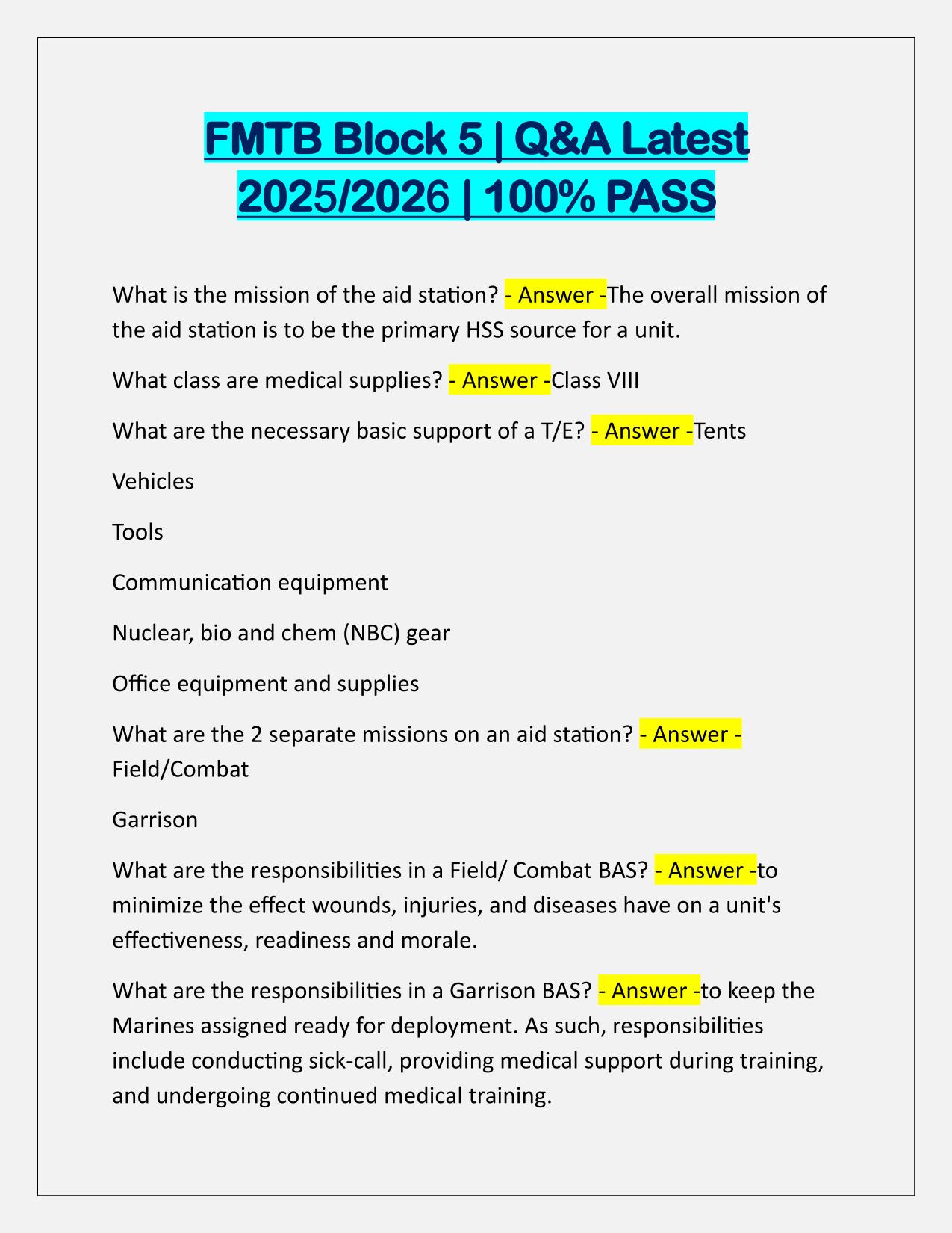 FMTB Block 5 Q&A Latest Update