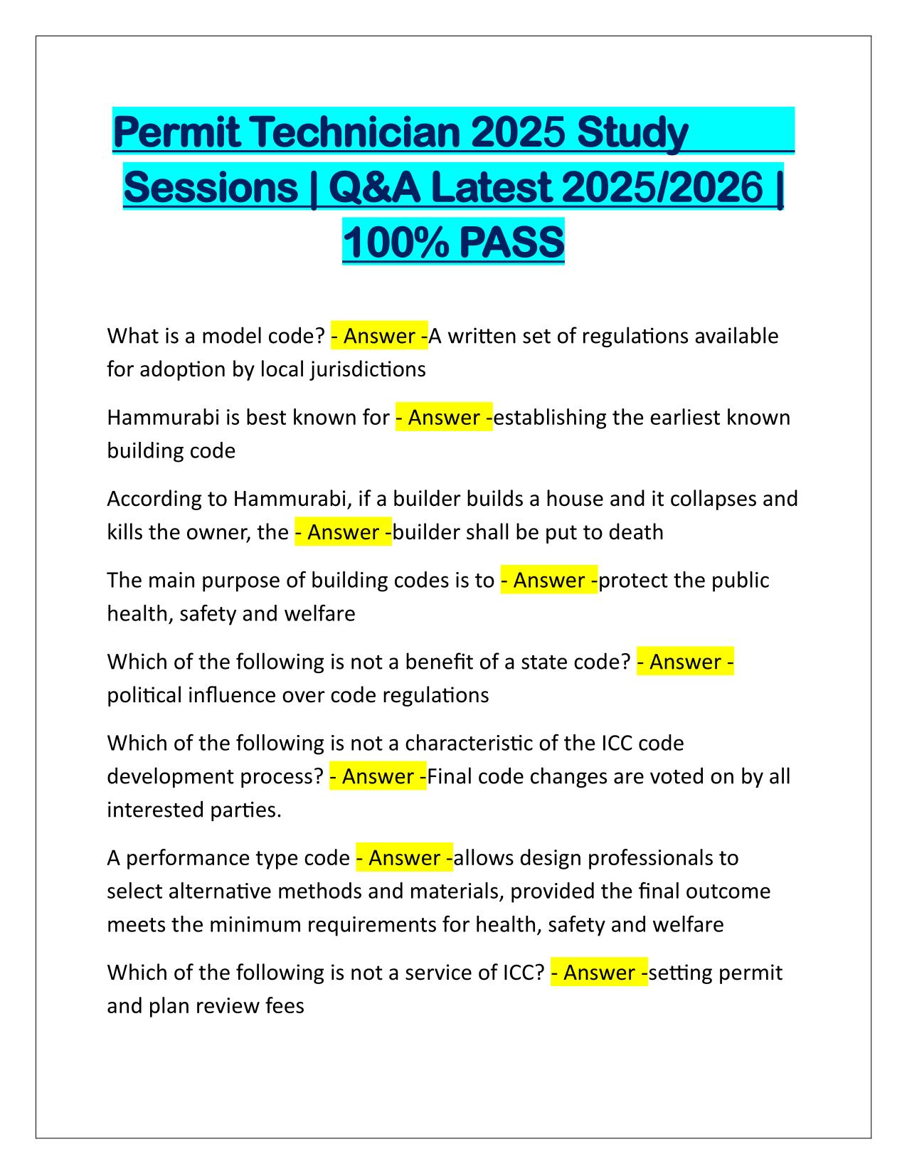 Permit Technician 2025-2026 Study Sessions Q&A Latest Update
