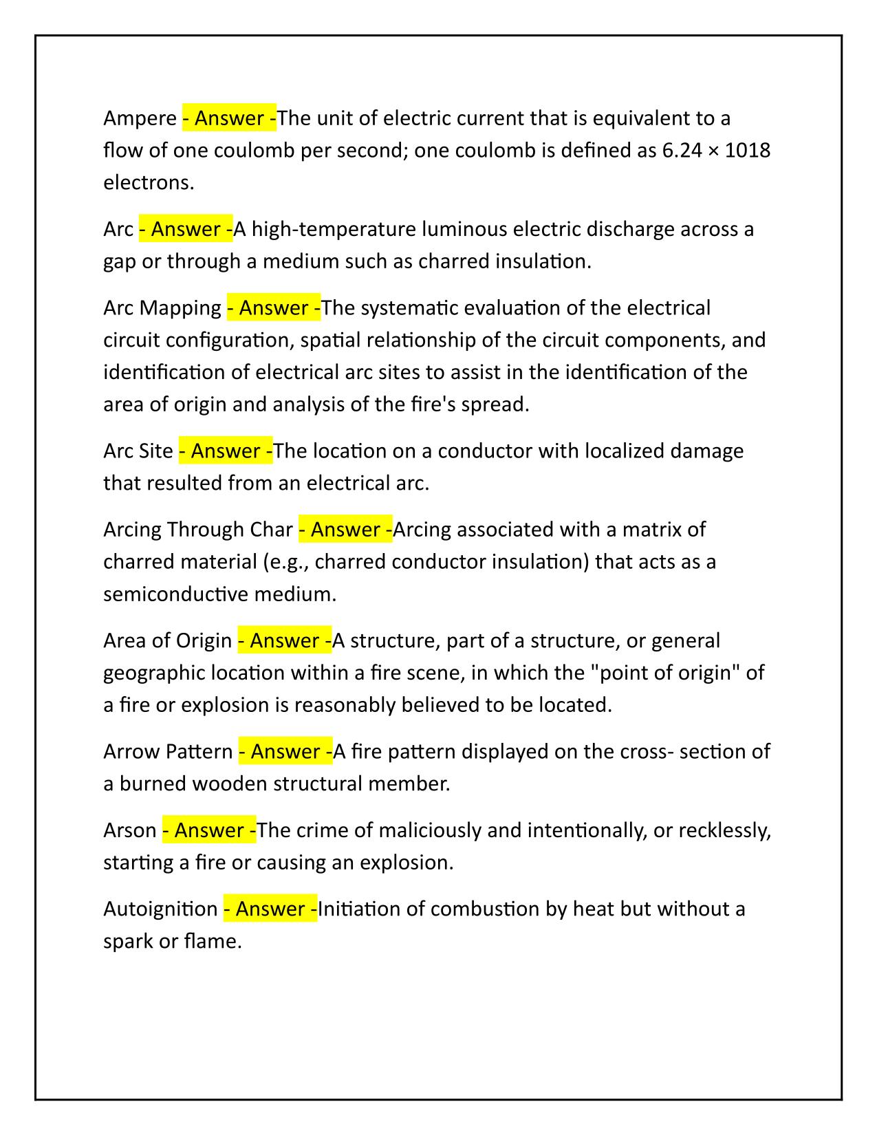 NFPA 921 Fire and explosion investigations Questions and Verified Answers 2025 Update