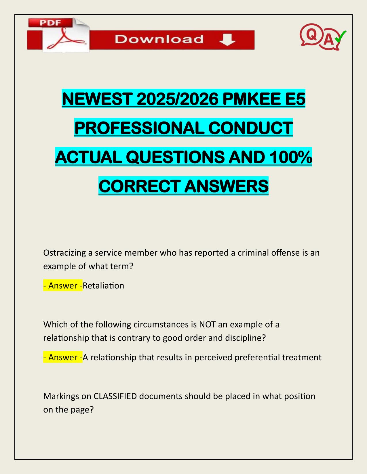 NEWEST 2025/2026 PMKEE E5 PROFESSIONAL CONDUCT ACTUAL UPDATE