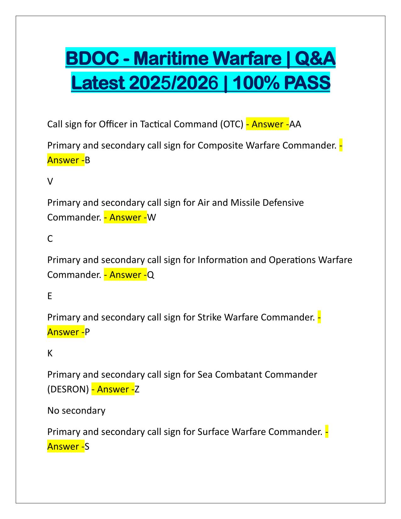 Bundle for BDOC EXAMS Q&A Latest Update 2025-2026