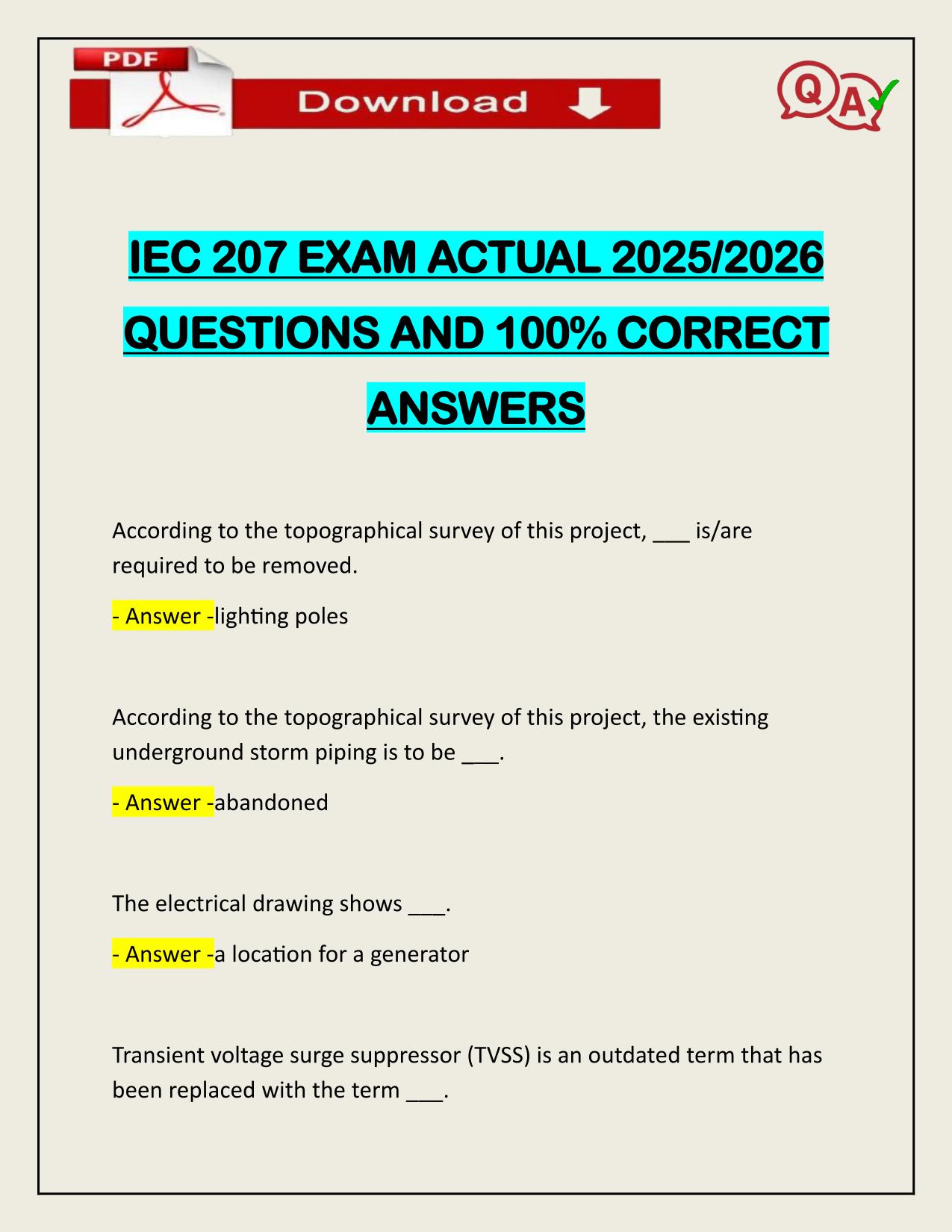 IEC 207 EXAM ACTUAL 2025/2026 CORRECTLY ANSWERED