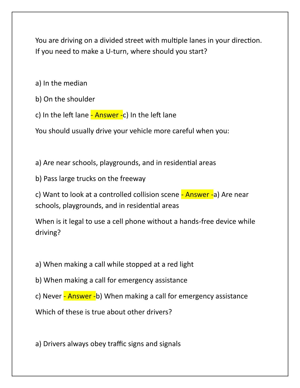 Class C Written Exam Q&A Latest Update 2025