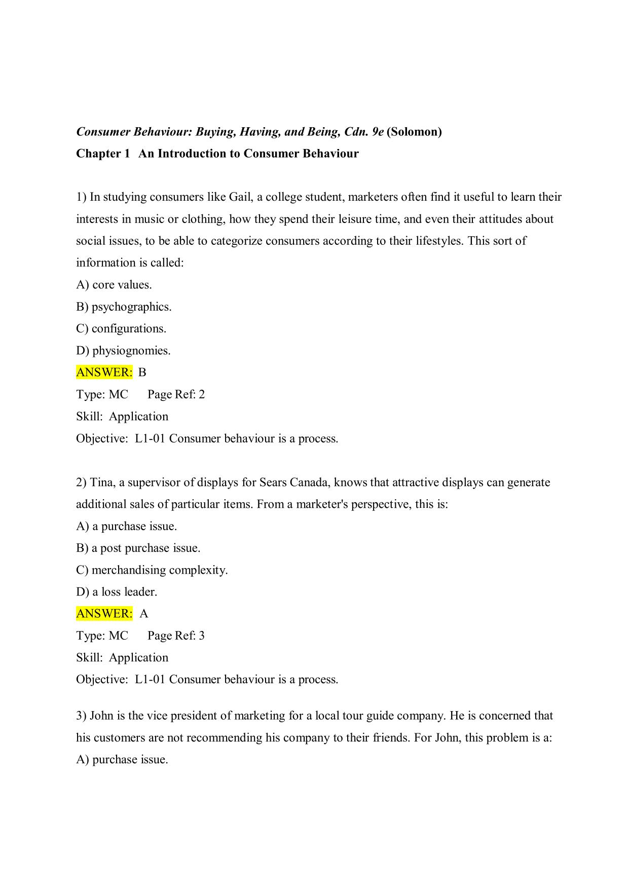 TEST BANK For Consumer Behaviour Buying, Having, and Being, Canadian Edition 9th Edition 2025/2026 ISBN-13: 9780137652235