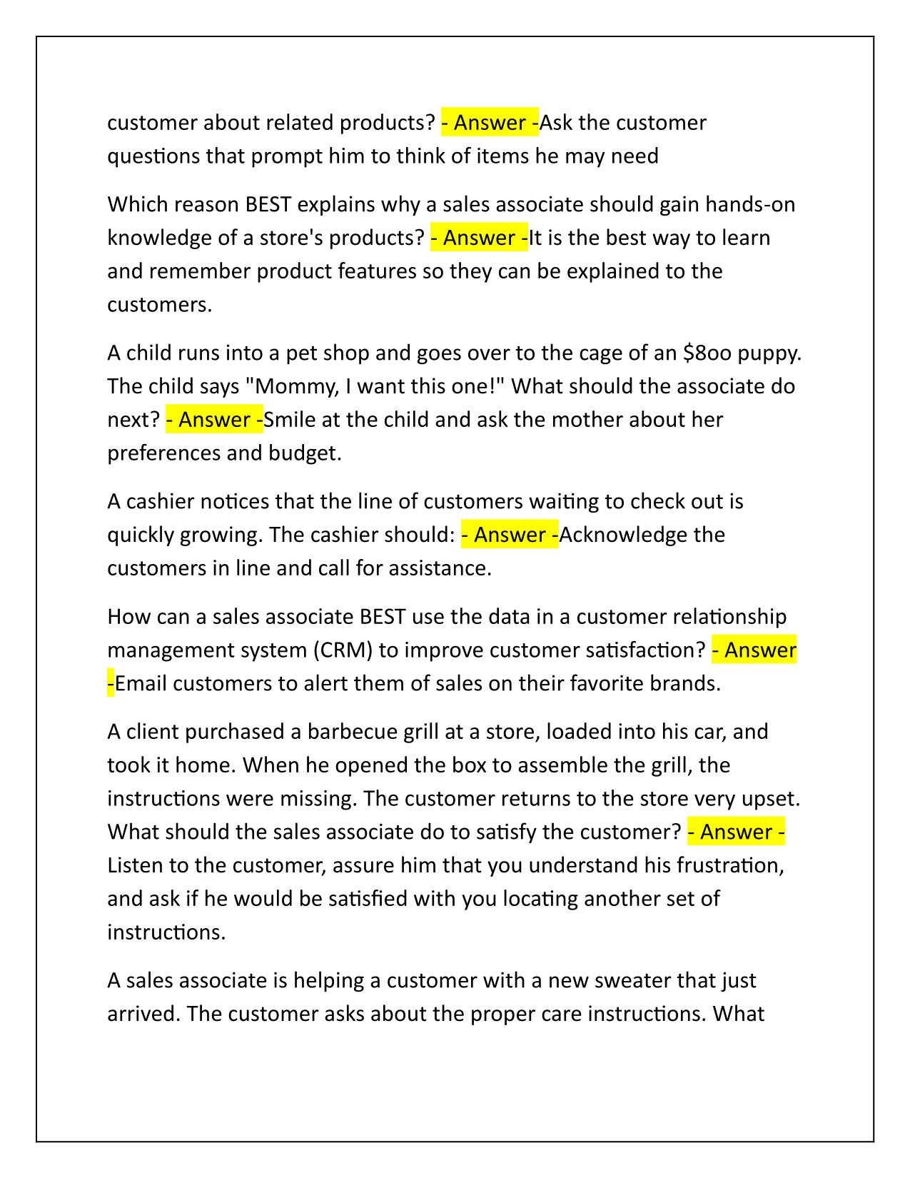 NRF CUSTOMER SERVICE (NEW) Correctly Answered Latest