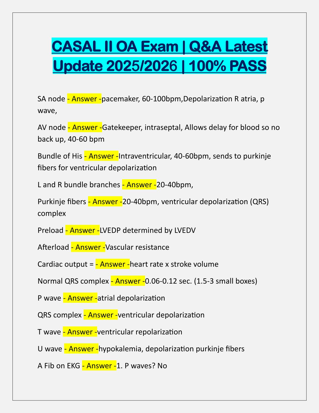 CASAL II OA Exam Q&A Latest Update