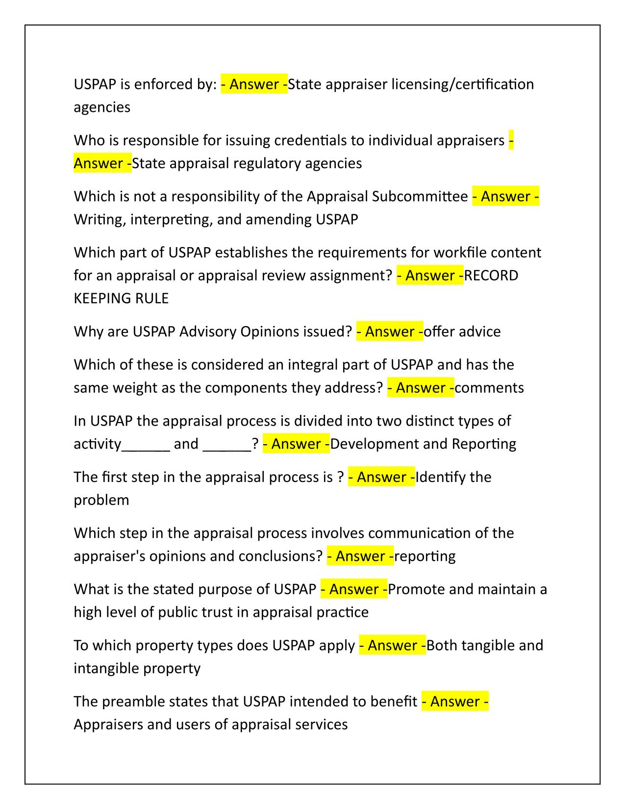 USPAP McKissock Exam Q&A Latest Update 2025