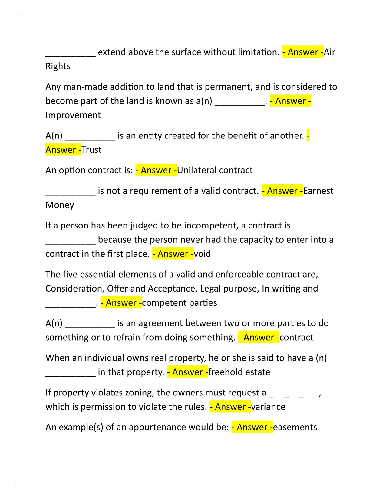 Law of Contracts-CHAMPIONS TEST Q&A Latest Update