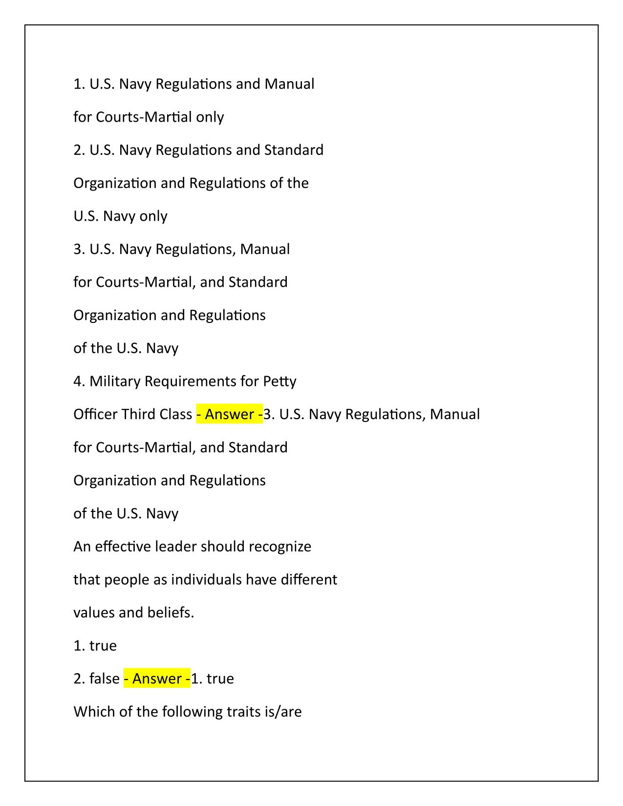 PO3 Assignment 1&2 USNSCC Q&A Latest Update 2025