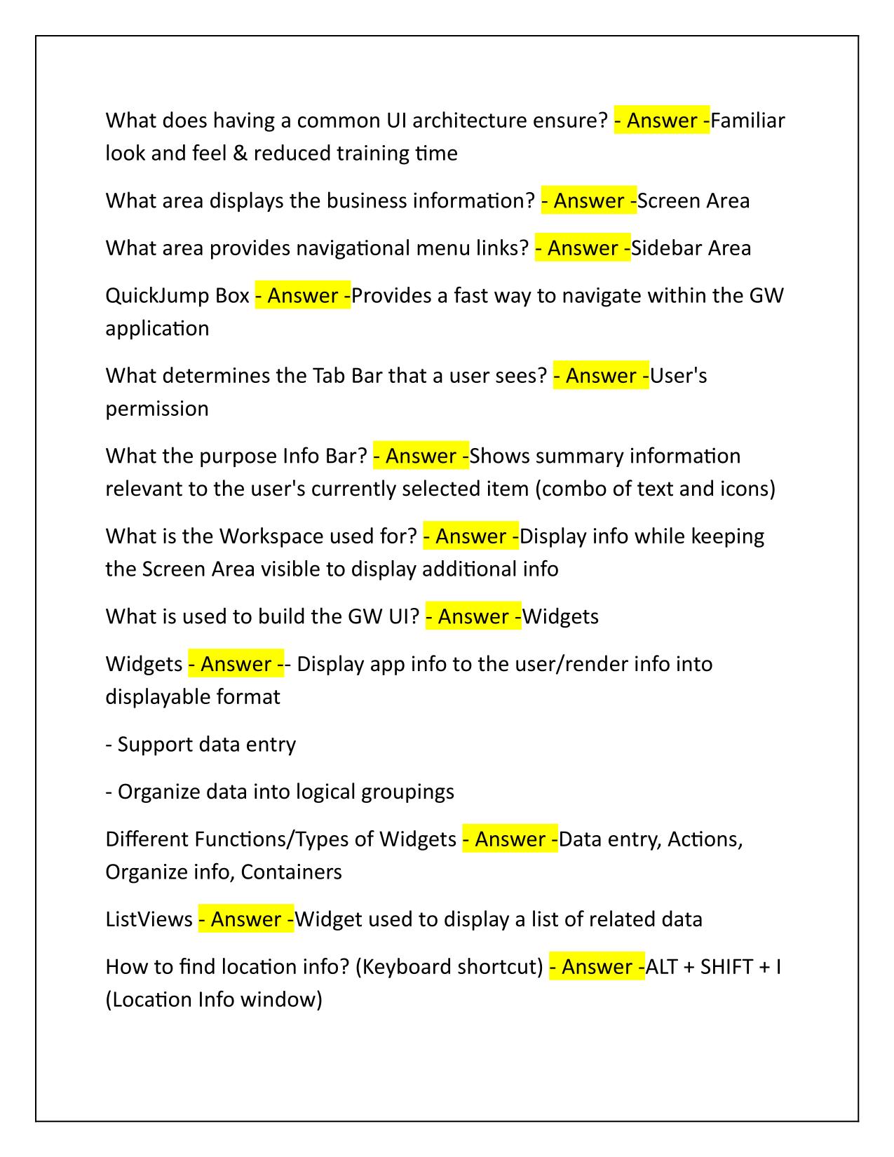 GW Associate Certification Insurance Suite 10.0 Analyst Q&A Latest Update