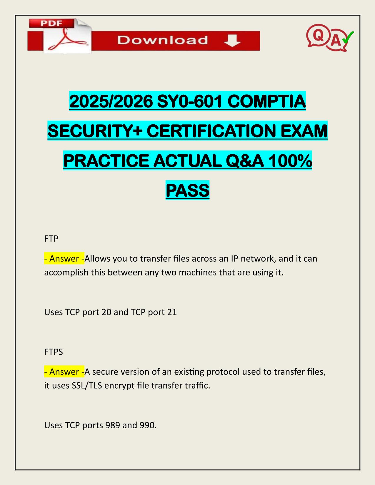 BUNDLE FOR SY0-601 COMPTIA SECURITY EXAMS ACTUAL 2025/2026