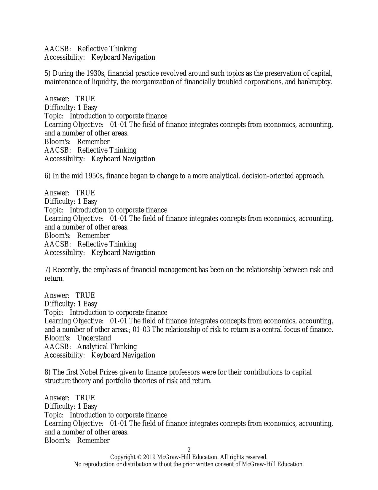 TEST BANK Foundations of Financial Management 18th Ed by Stanley Block, Geoffrey Hirt, Bartley Danielsen Verified Chapter 1 - 21, ISBN:9781260326918