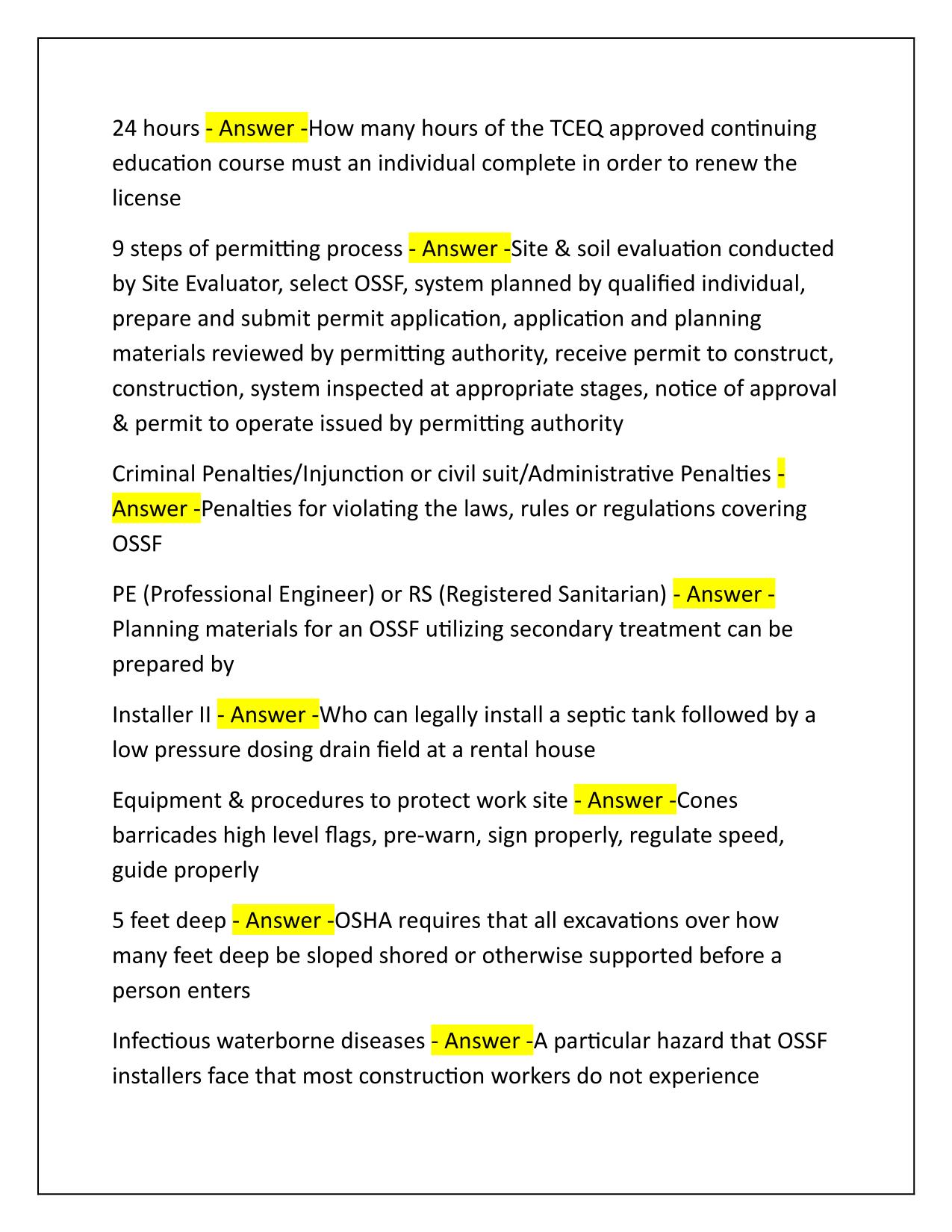 Designated Representative OSSF Correctly Answered Latest Update 2025