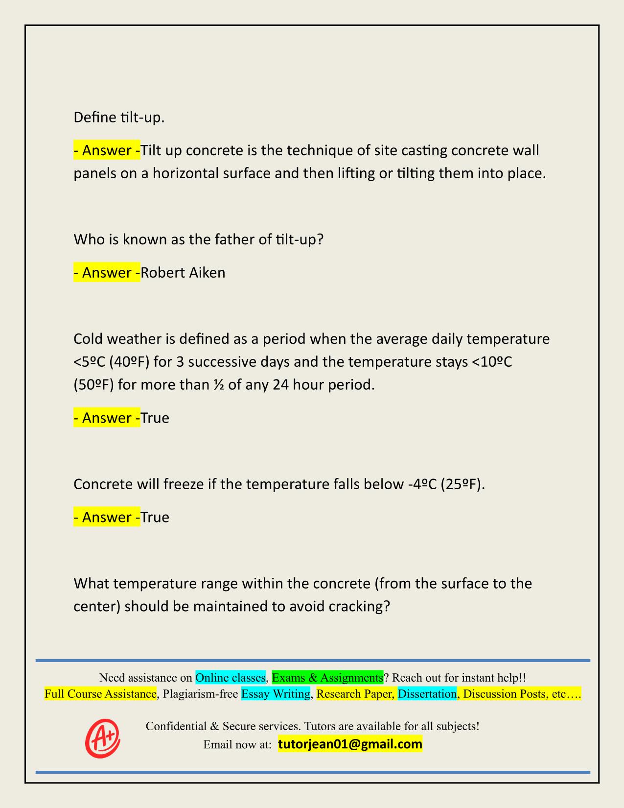 TILT-UP CONCRETE TEST ACTUAL 2025/2026 LATEST UPDATE
