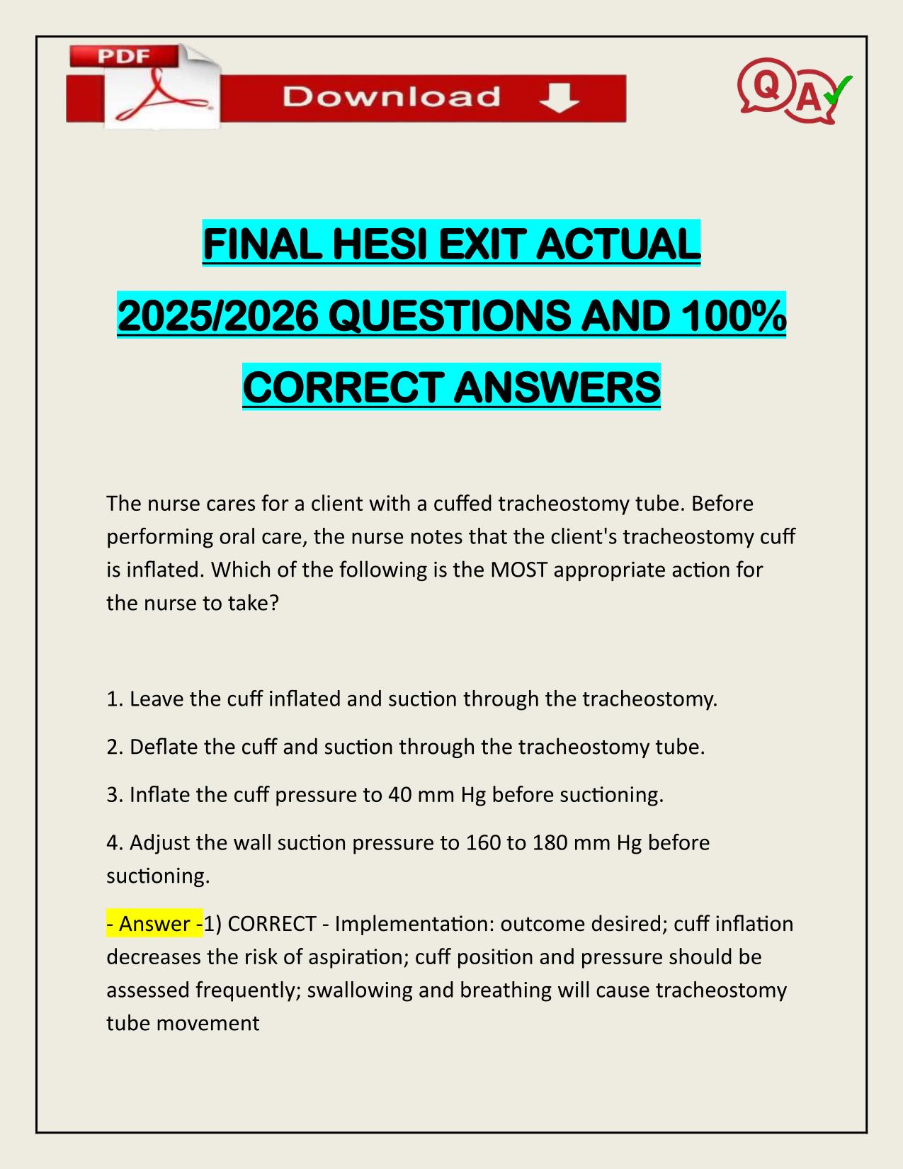 FINAL HESI EXIT ACTUAL 2025/2026 UPDATED