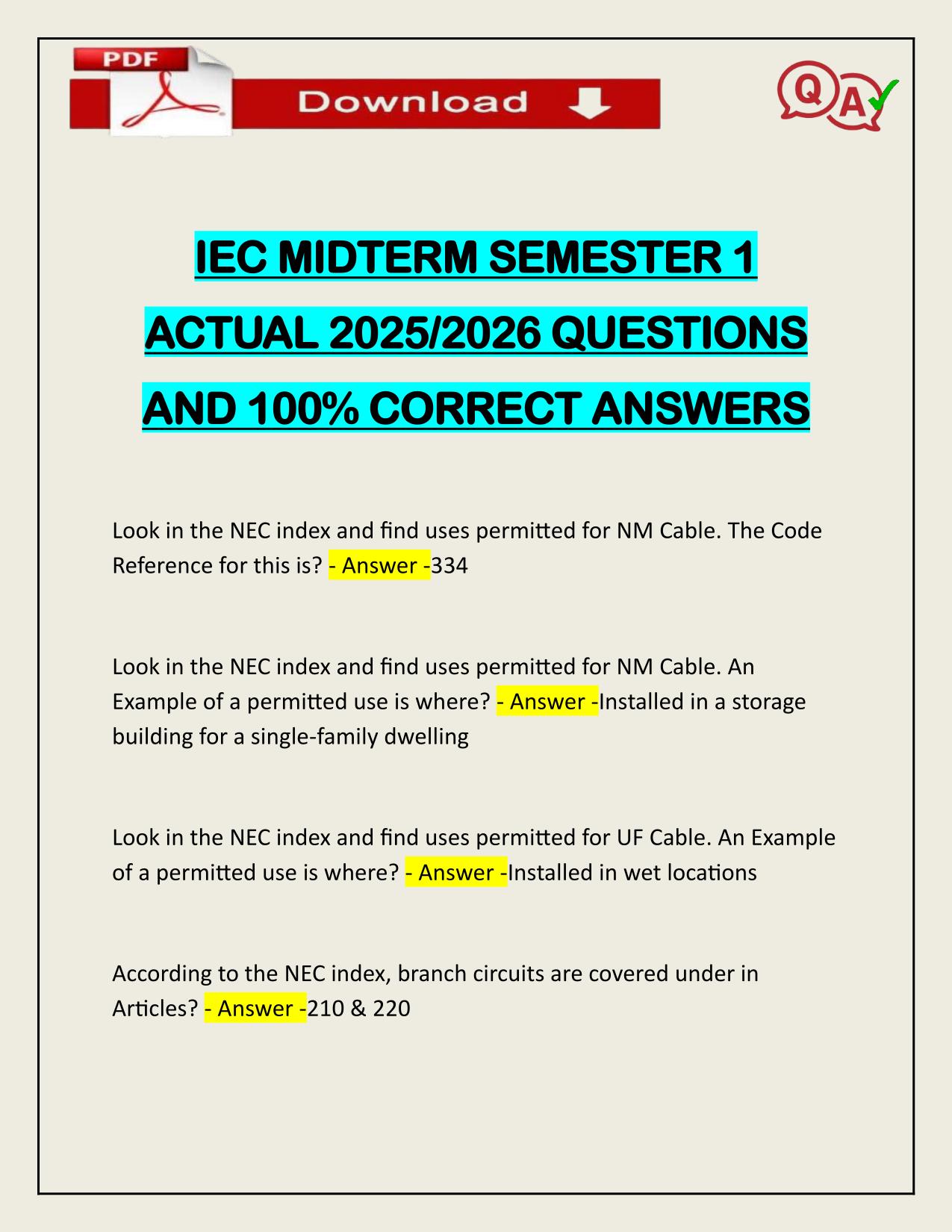 IEC MIDTERM SEMESTER 1 ACTUAL 2025/2026 UPDATE