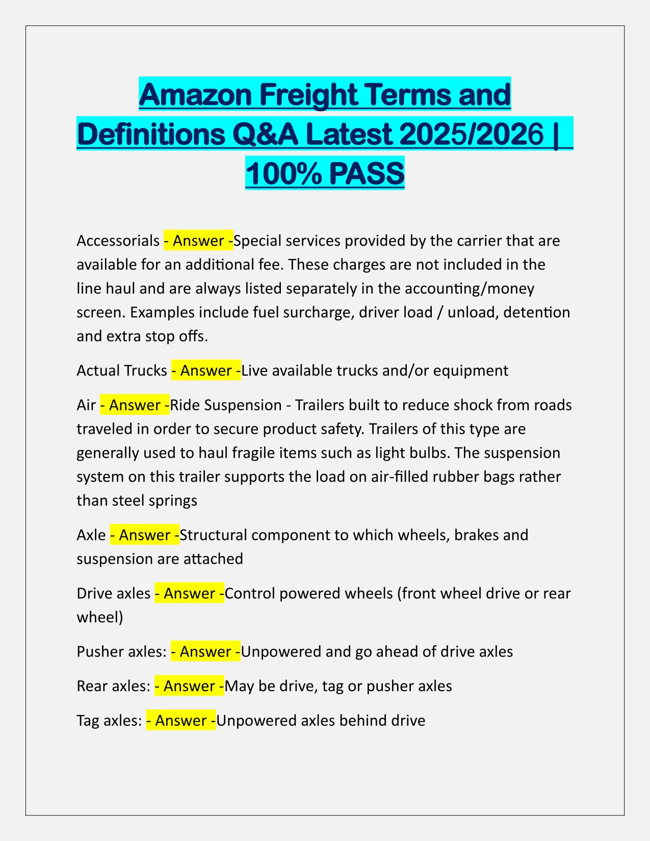 Amazon Freight Terms and Definitions Q&A Latest Update