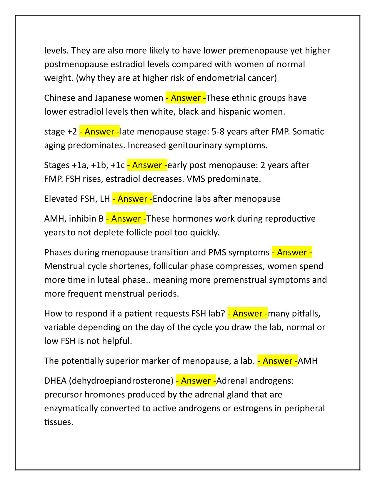 NAMs Menopause Certification Exam Q&A Latest Update