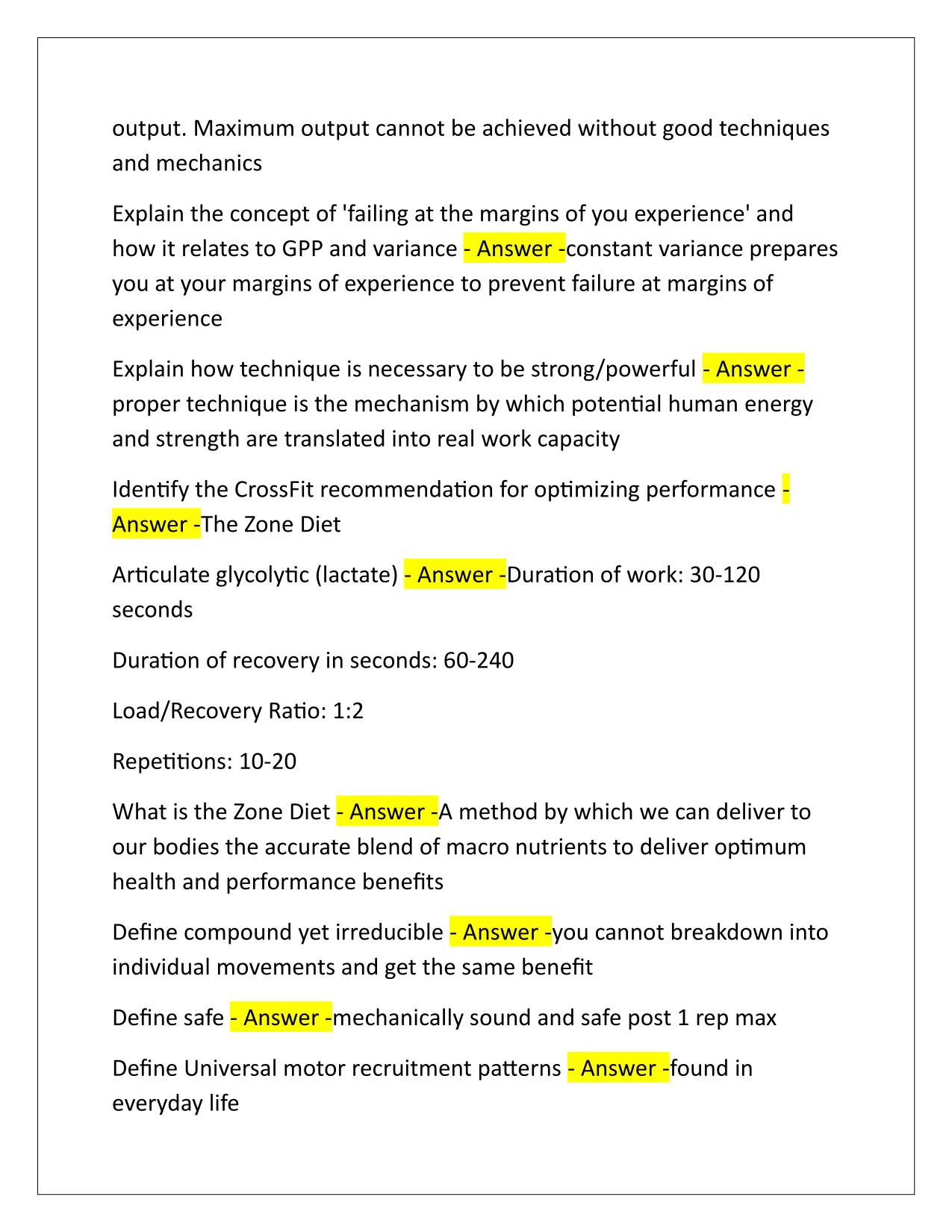Crossfit level 1 participant handbook Q&A Latest Update