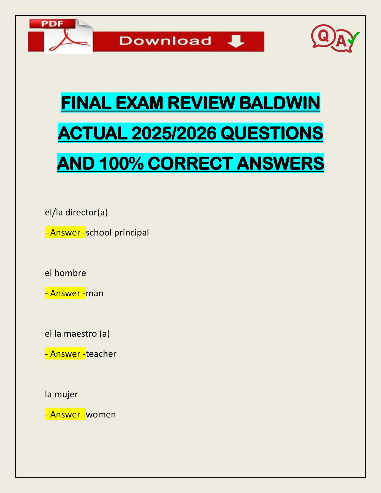 FINAL EXAM REVIEW BALDWIN ACTUAL 2025/2026 UPDATED