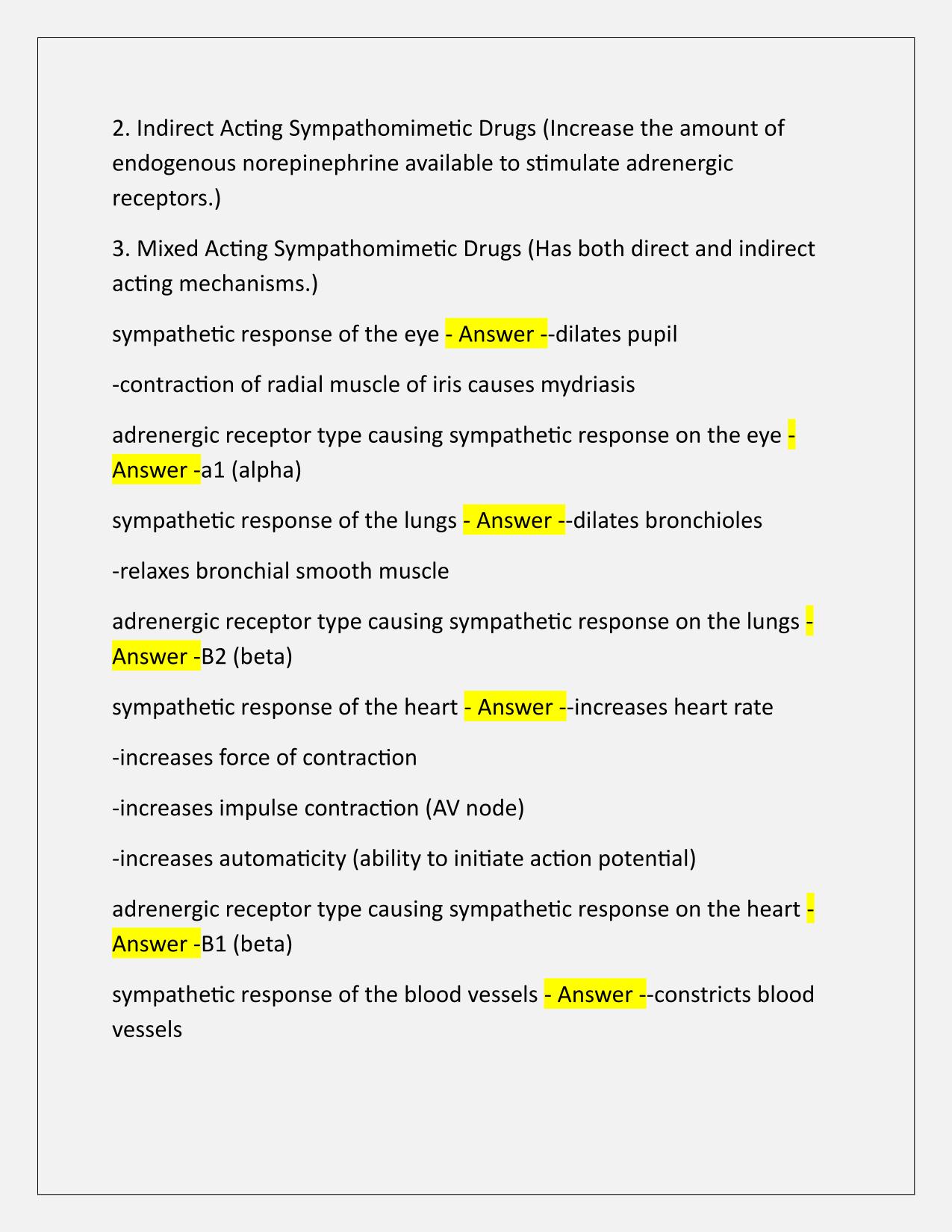 Sympathomimetic Drugs Q&A Latest Update