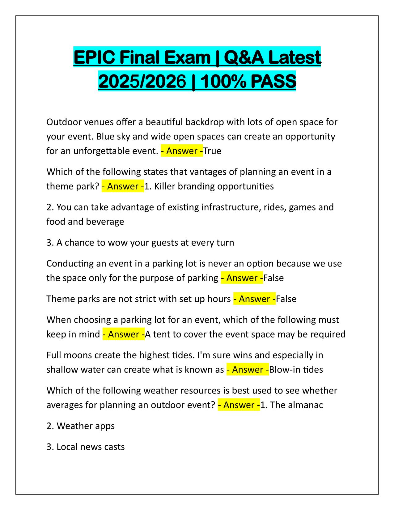 Bundle for EPIC Training and certification Exams Q&A Latest Update 2025-2026