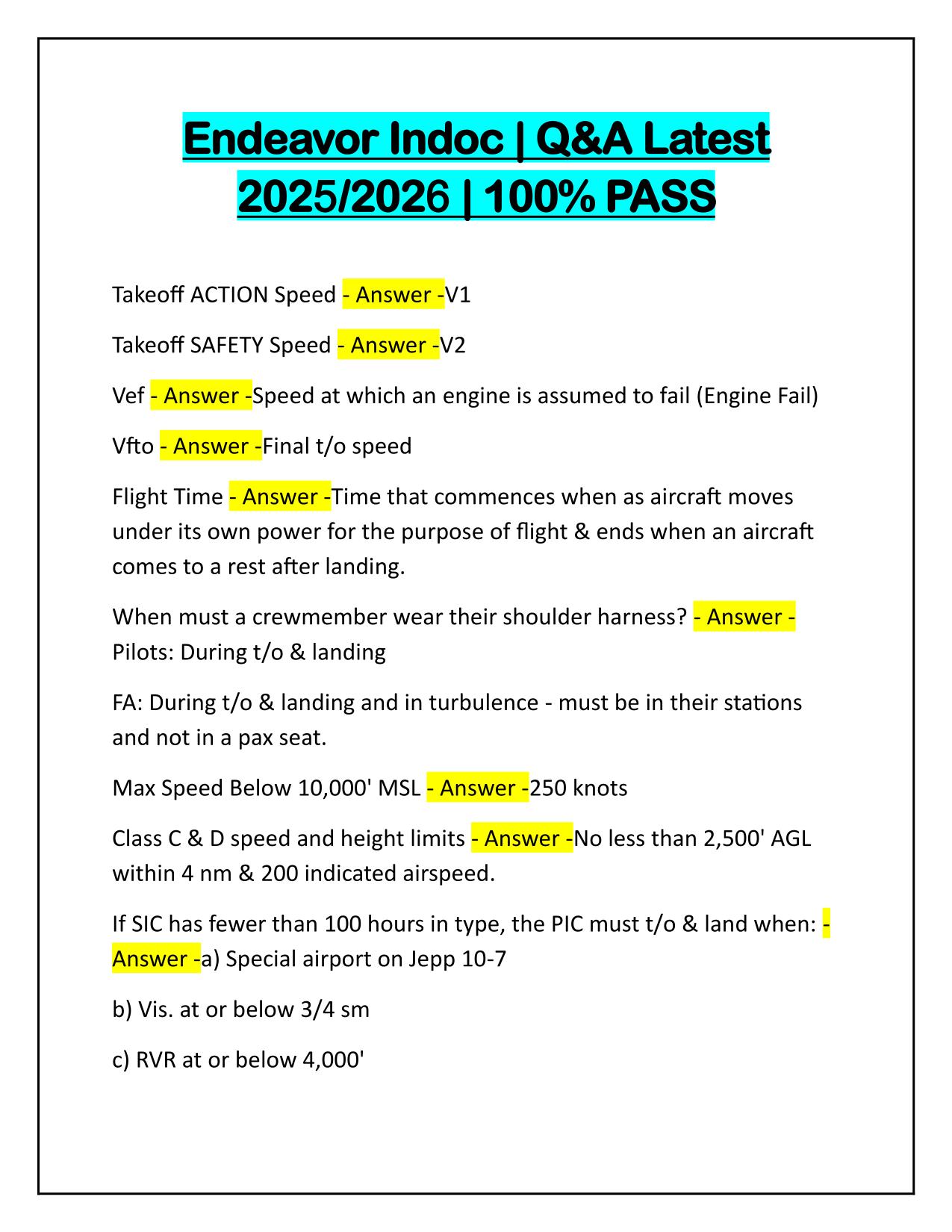 Endeavor Indoc Test, Latest Update 2025