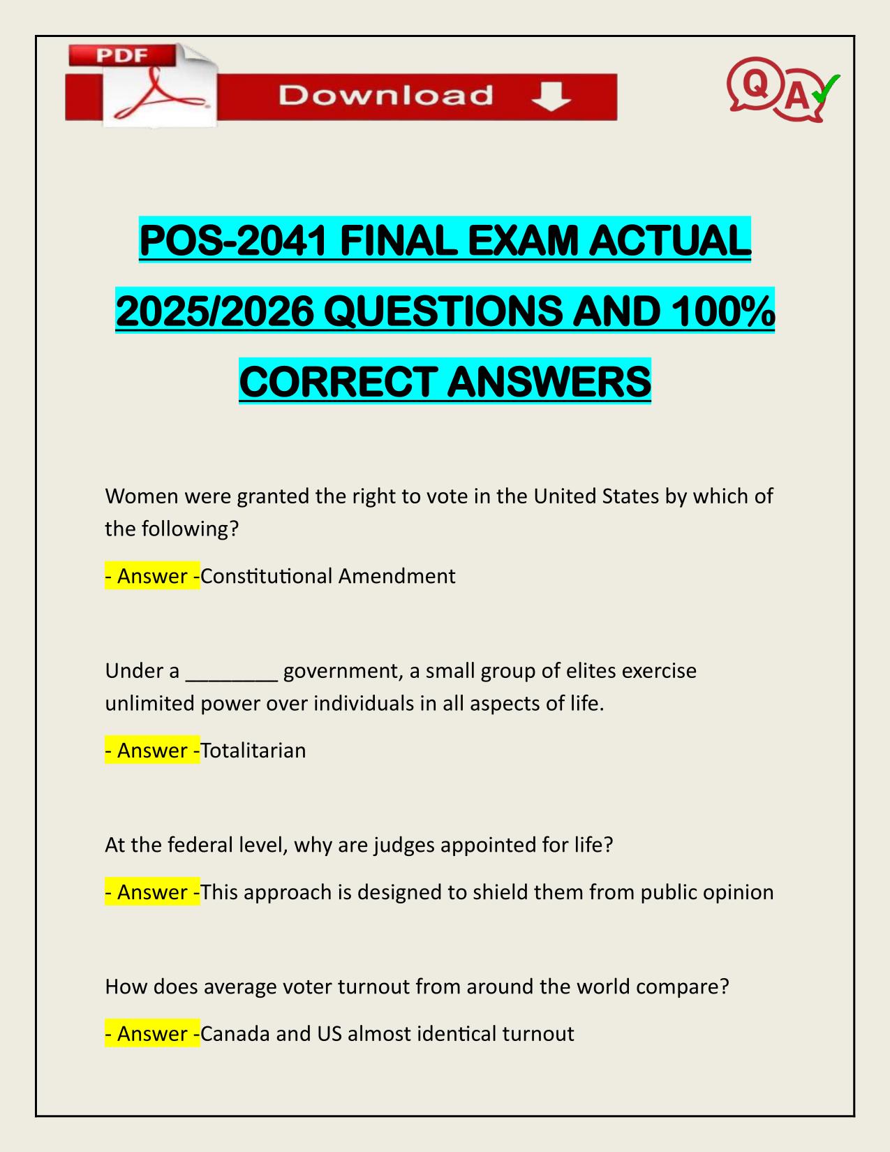 POS-2041 FINAL EXAM ACTUAL 2025/2026 UPDATED