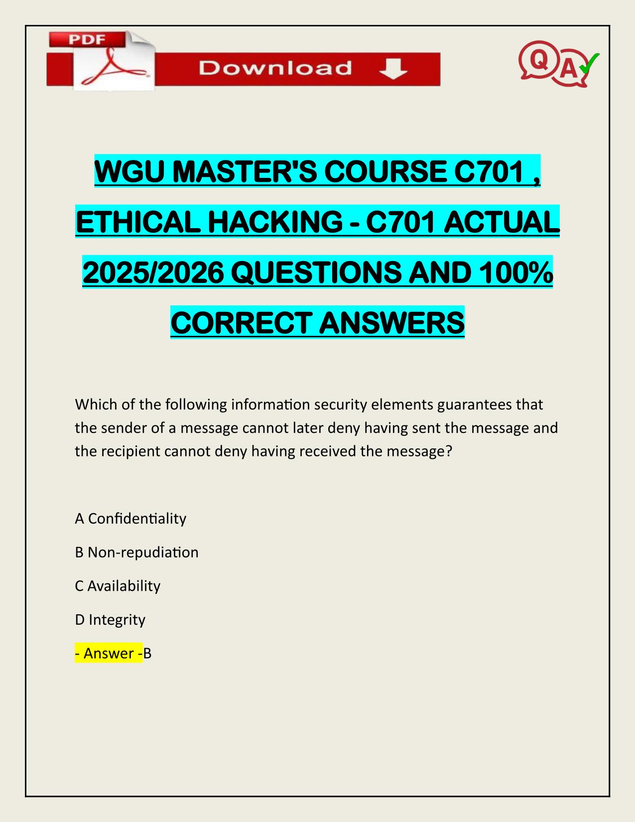 BUNDLE FOR WGU MASTER'S COURSE EXAMS ACTUAL 2025/2026 Q&A 100% PASS