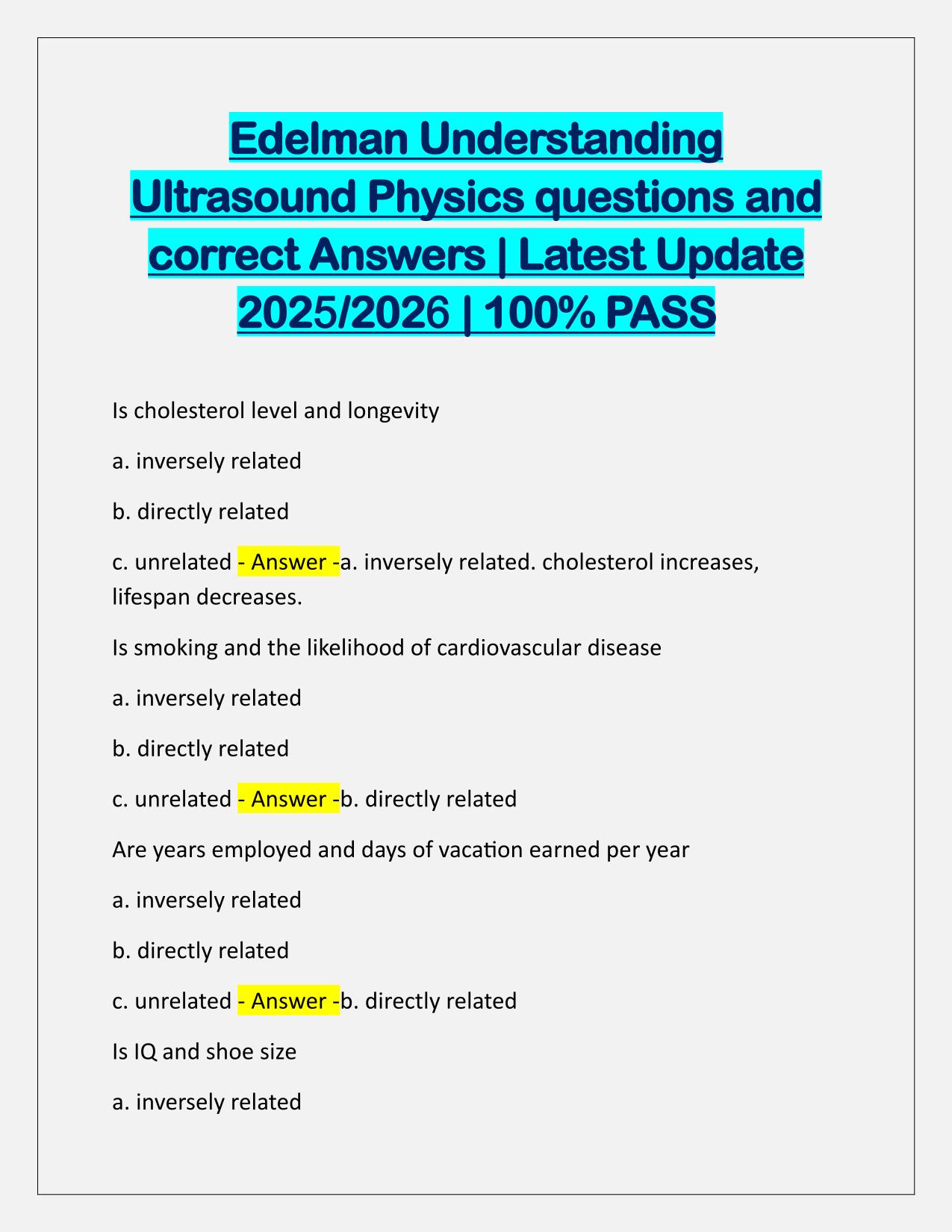 Edelman Understanding Ultrasound Physics Q&A Latest Update