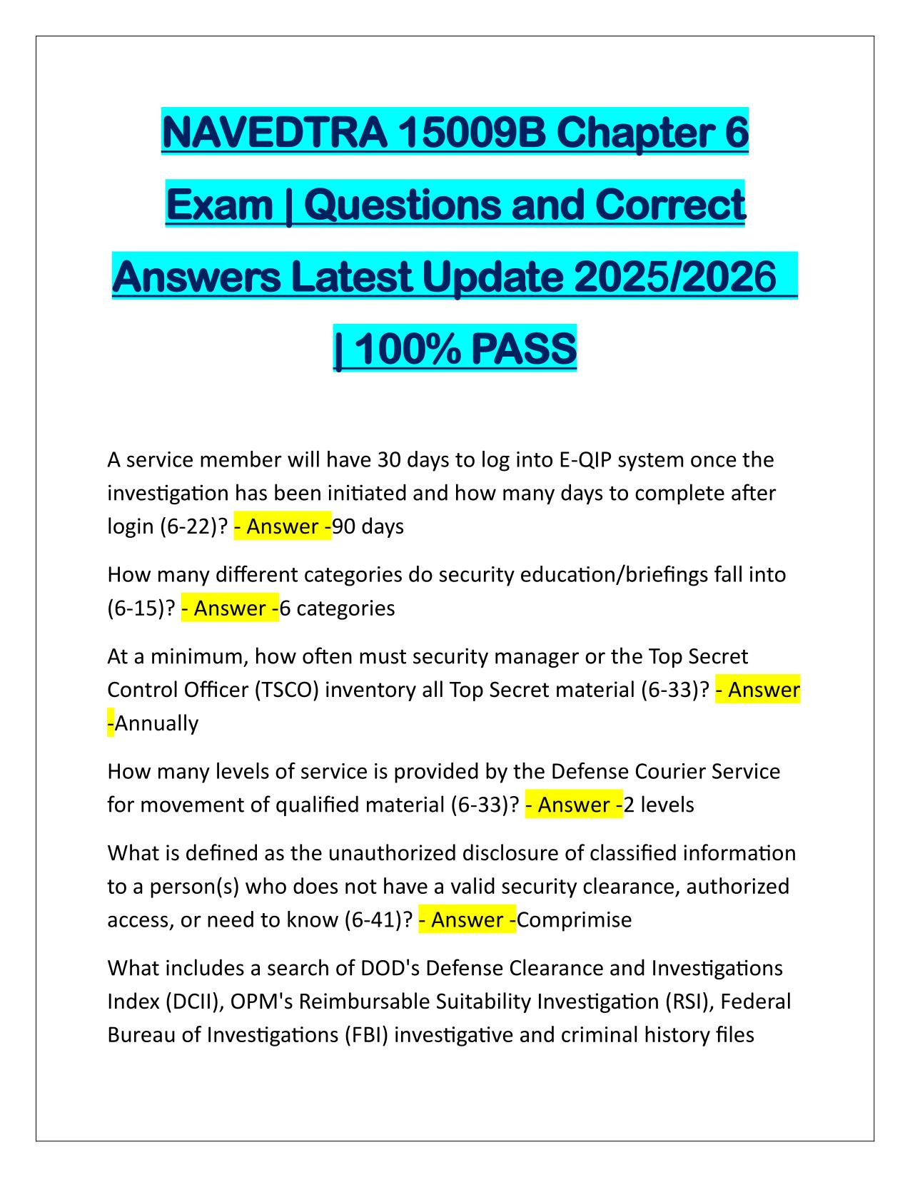 NAVEDTRA 15009B Chapter 6 Exam Questions and Answers